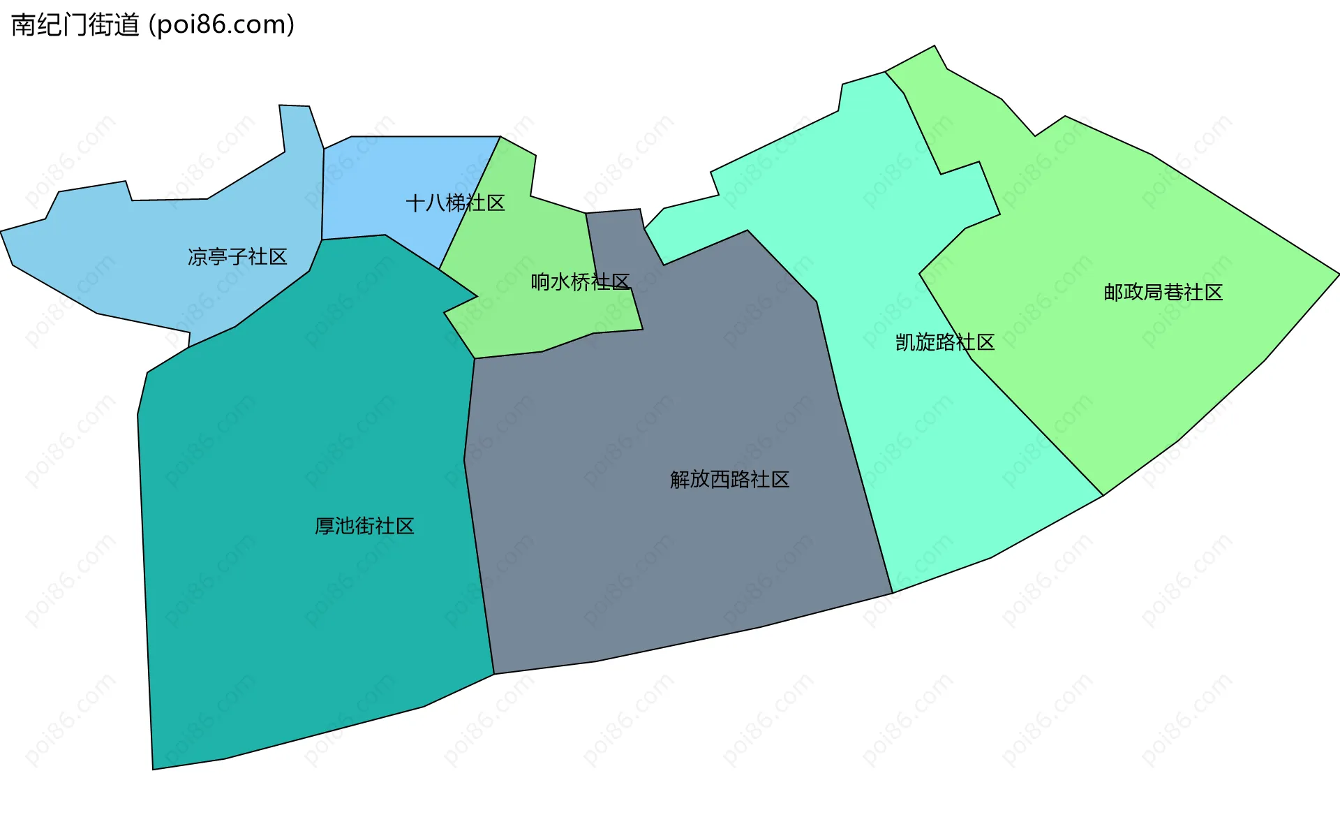 南纪门街道边界地图(五级行政区划)