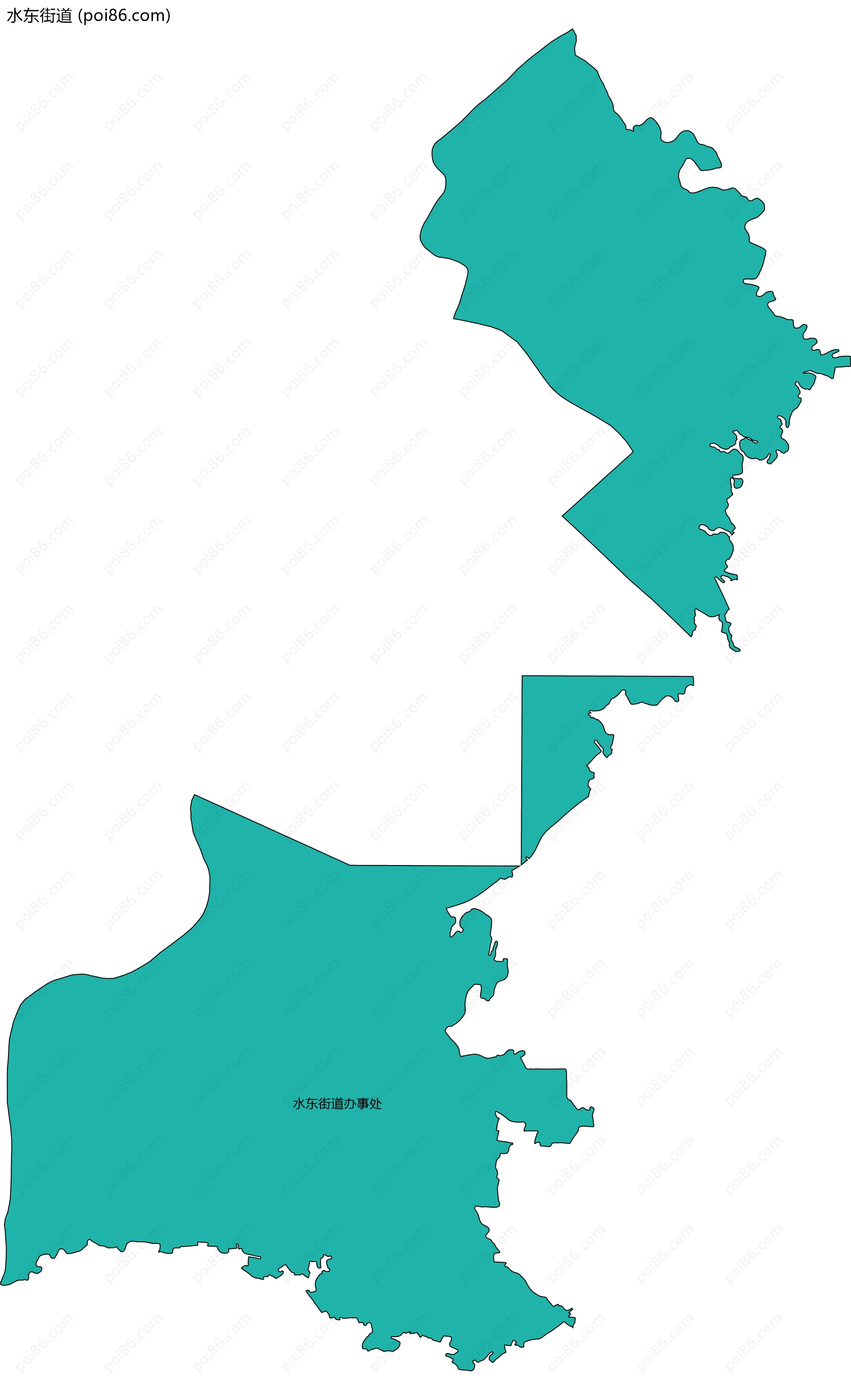 水东街道边界地图(五级行政区划)