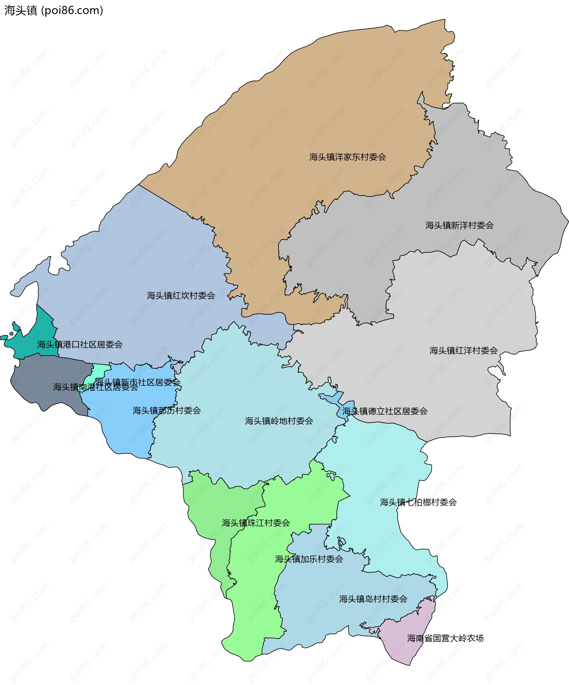 海头镇边界地图(五级行政区划)