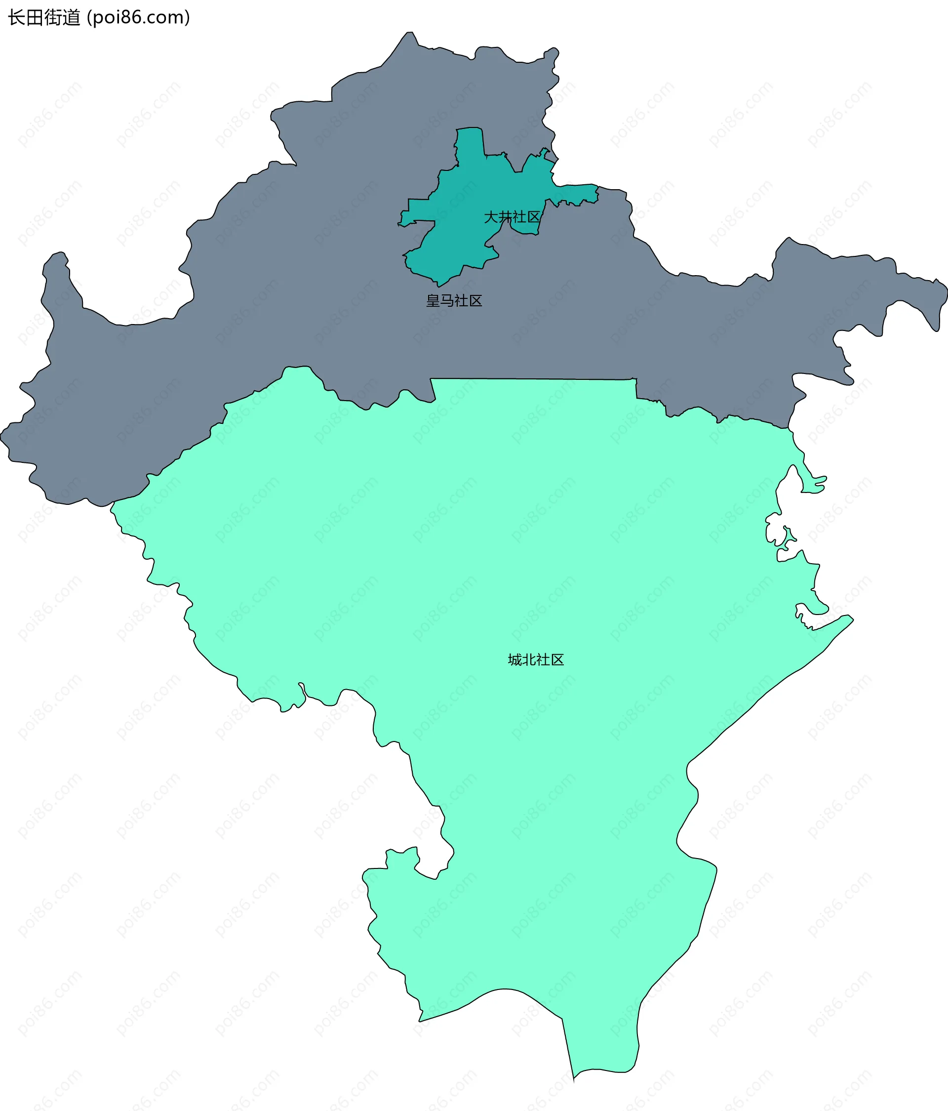 长田街道边界地图(五级行政区划)