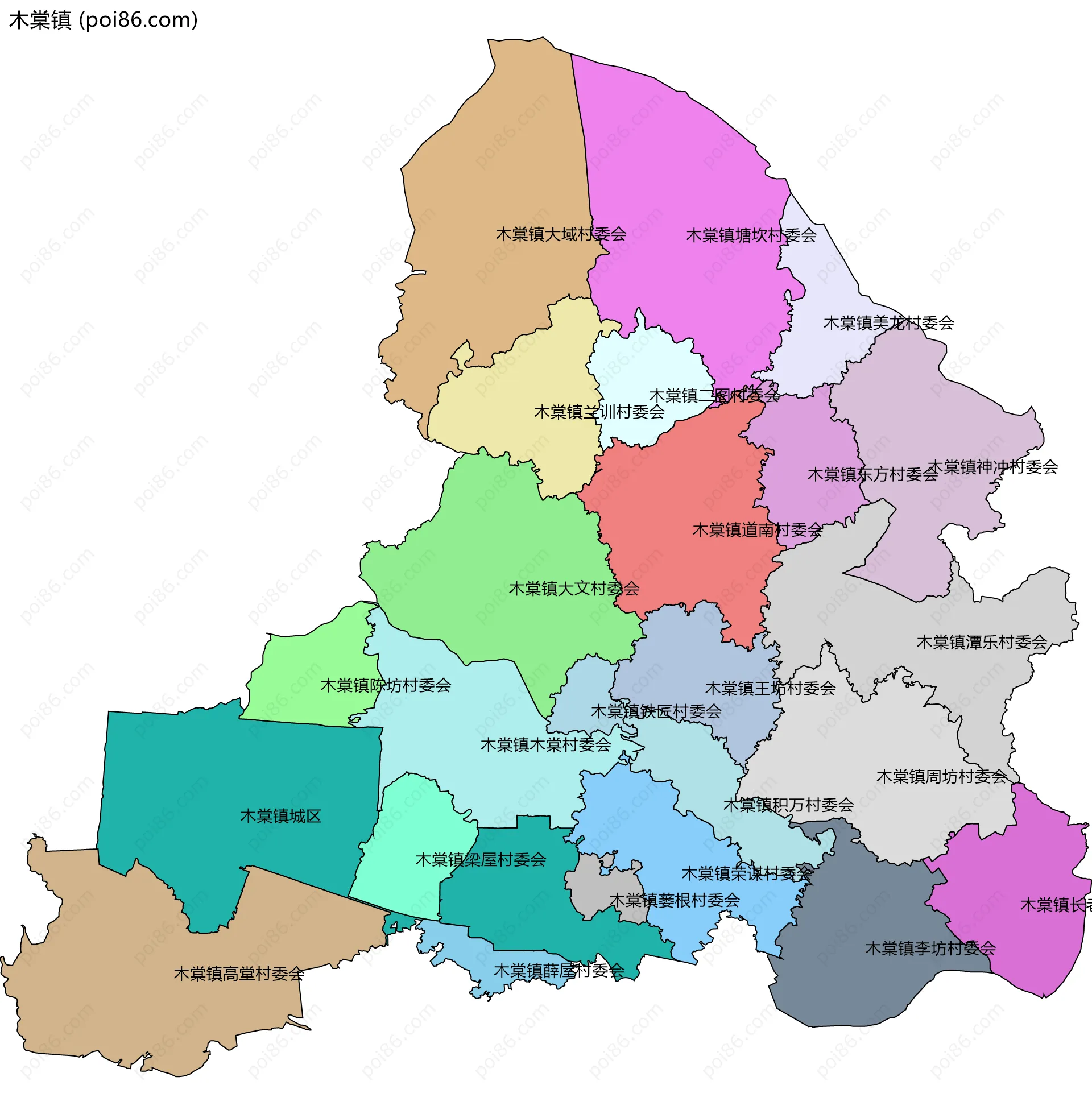 木棠镇边界地图(五级行政区划)