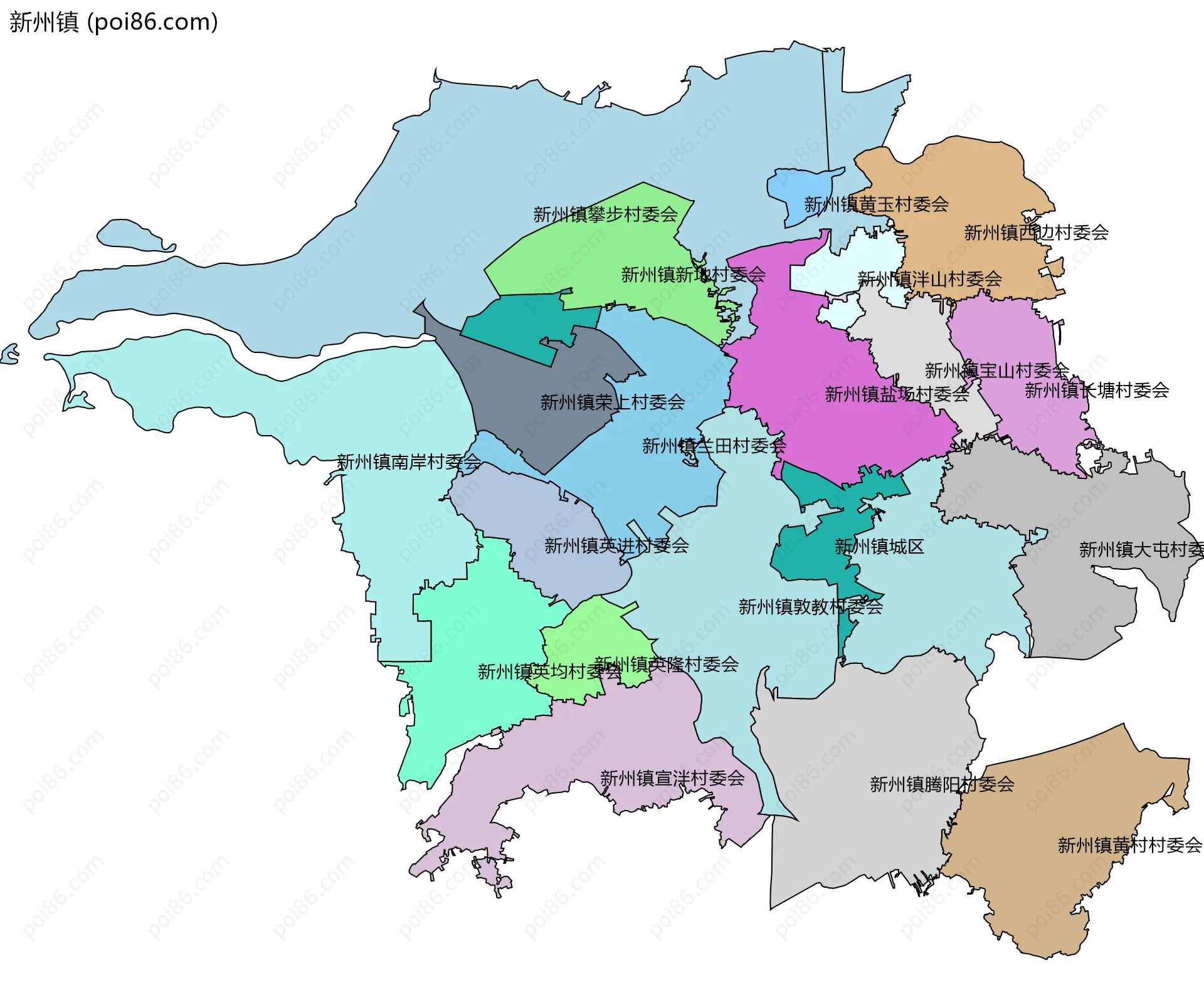 新州镇边界地图(五级行政区划)