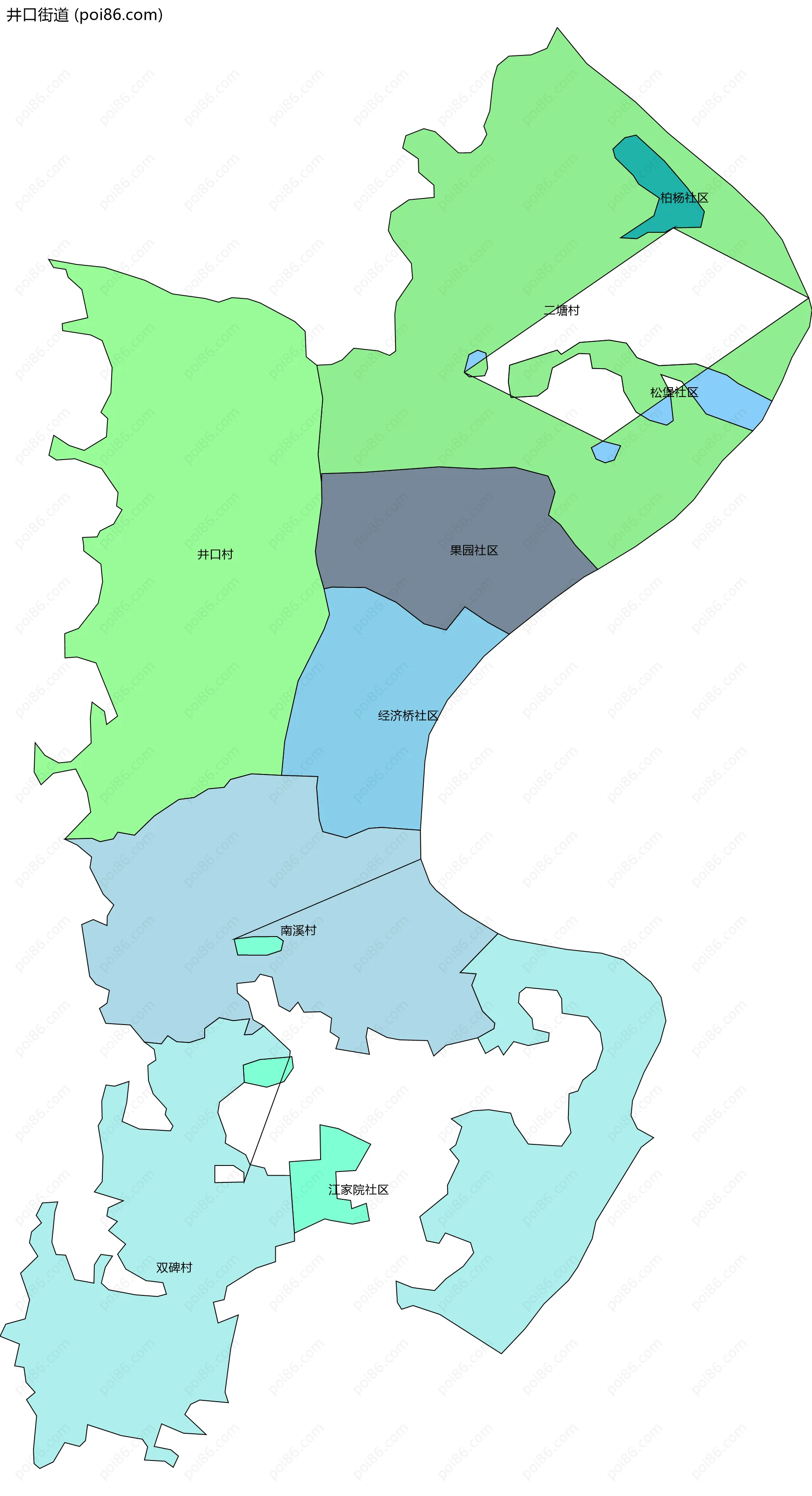 井口街道边界地图(五级行政区划)