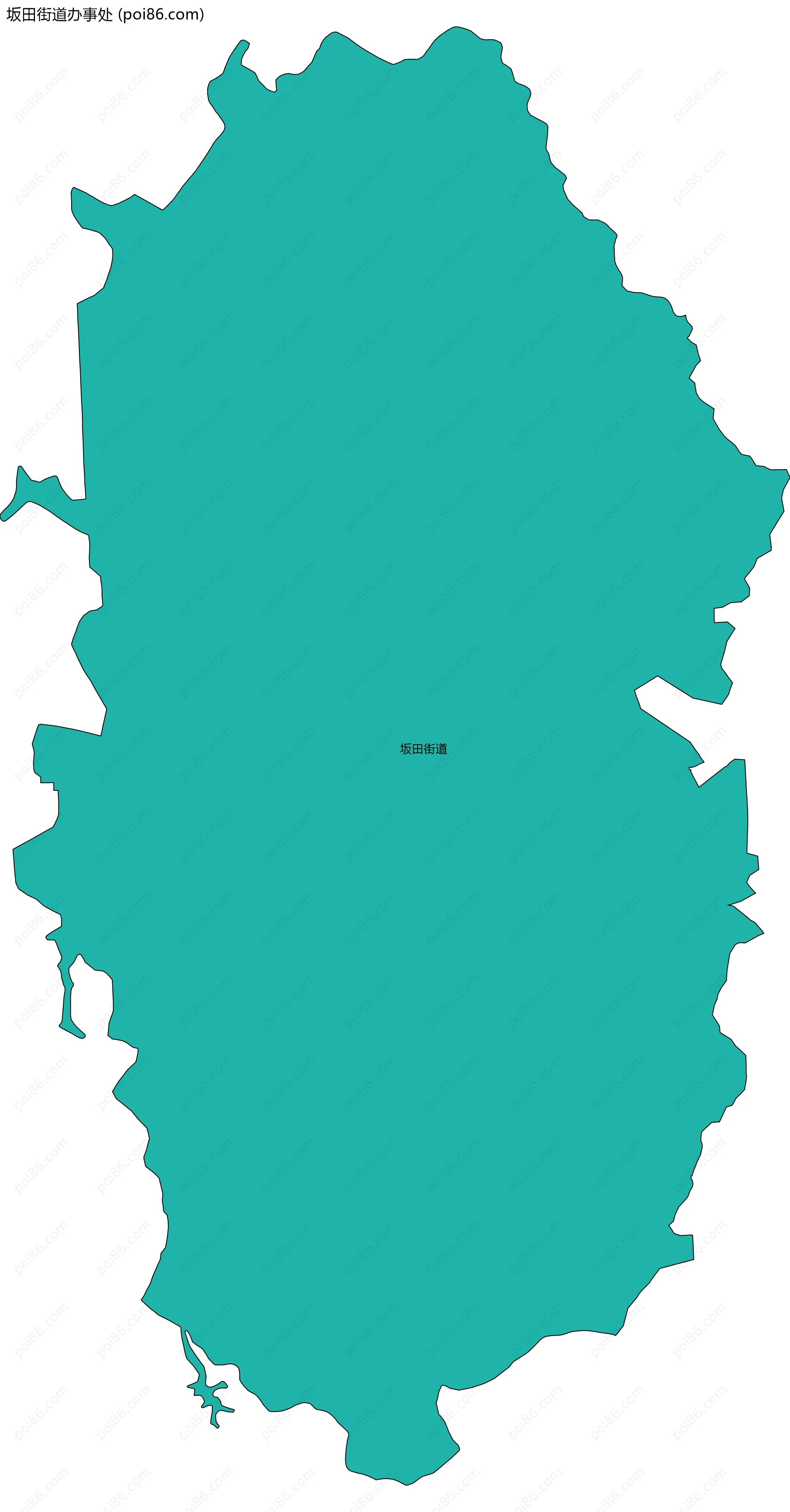 坂田街道办事处边界地图(五级行政区划)