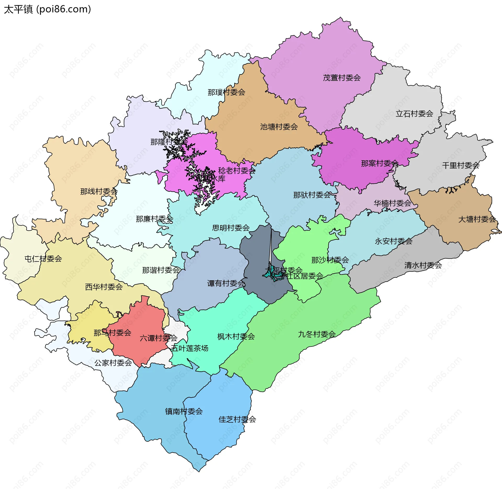 太平镇边界地图(五级行政区划)