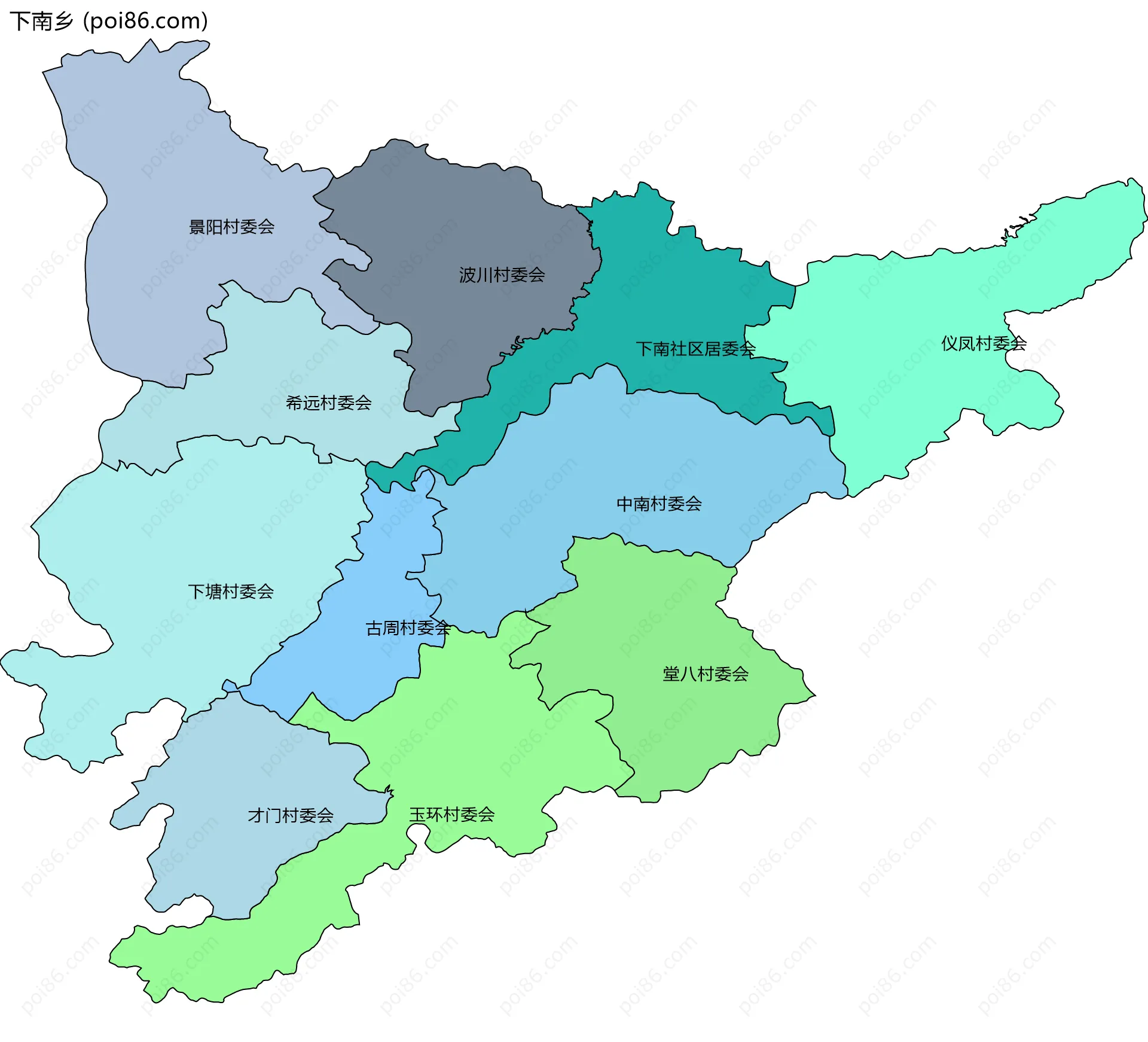 下南乡边界地图(五级行政区划)