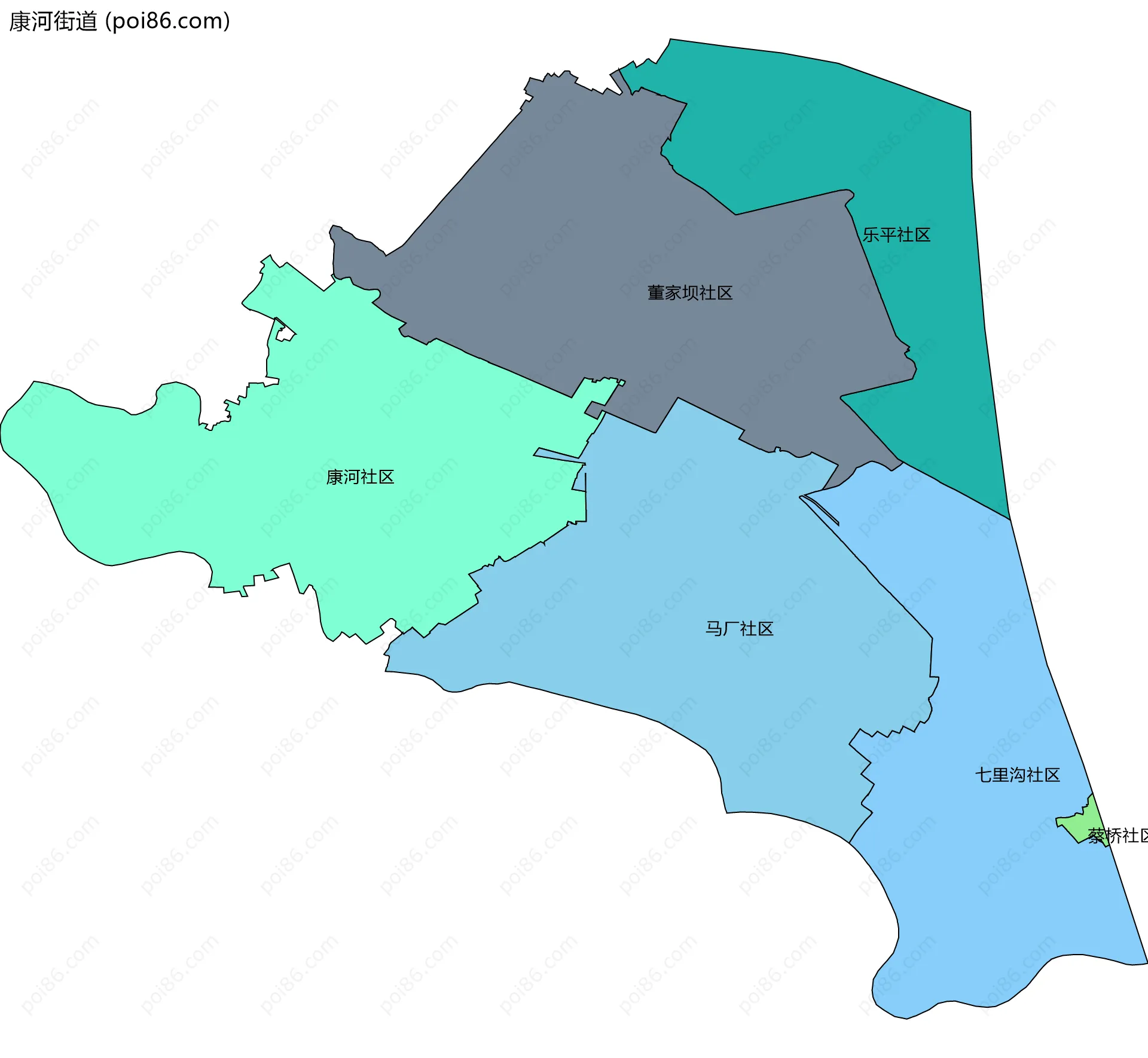 康河街道边界地图(五级行政区划)