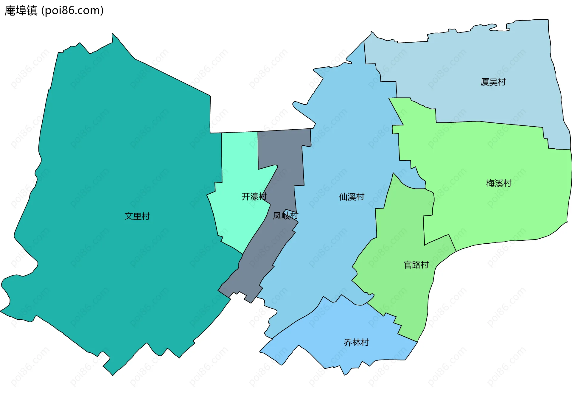 庵埠镇边界地图(五级行政区划)