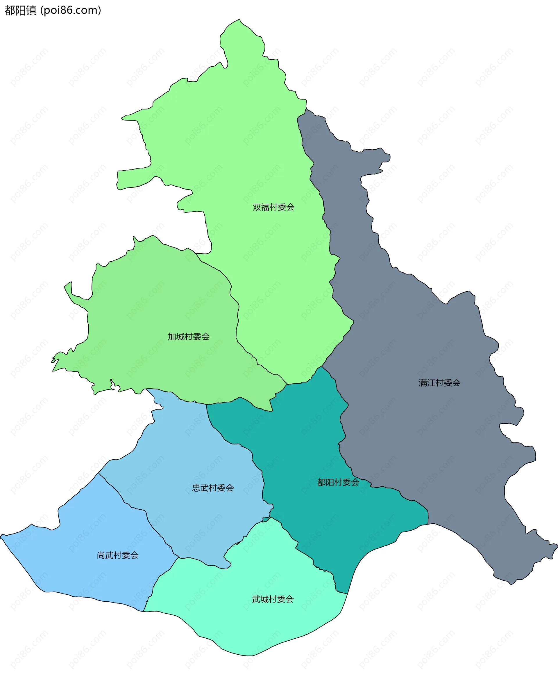 都阳镇边界地图(五级行政区划)