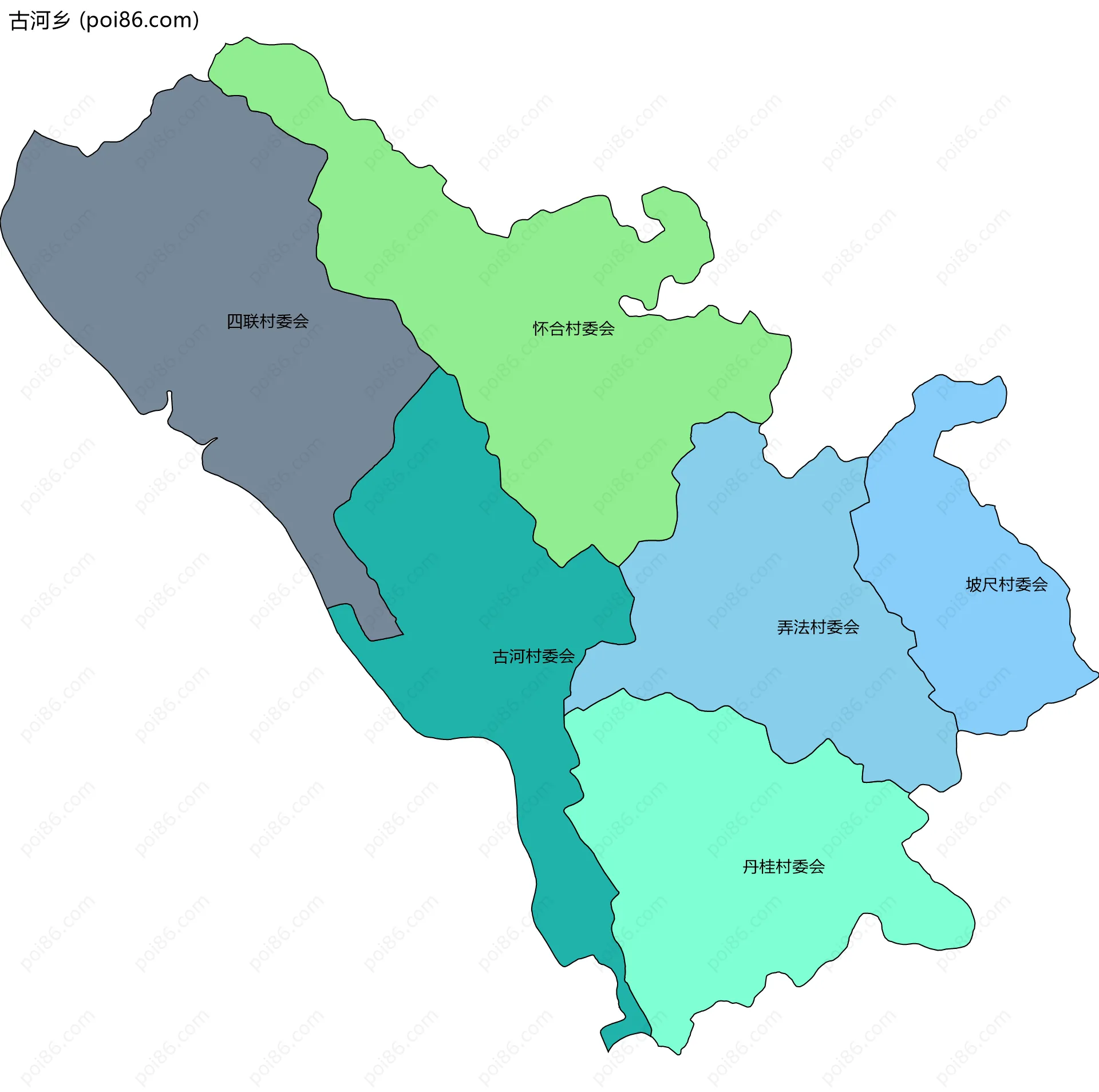 古河乡边界地图(五级行政区划)