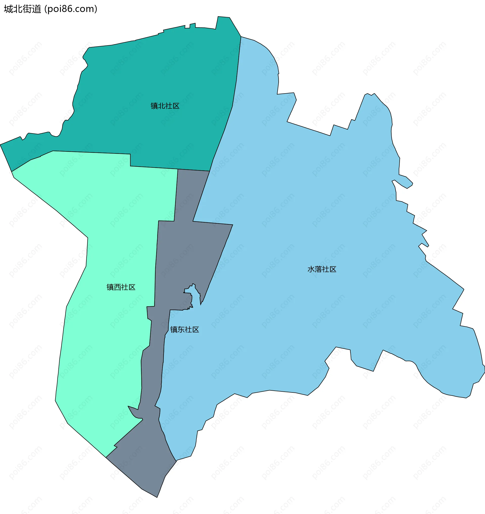 城北街道边界地图(五级行政区划)