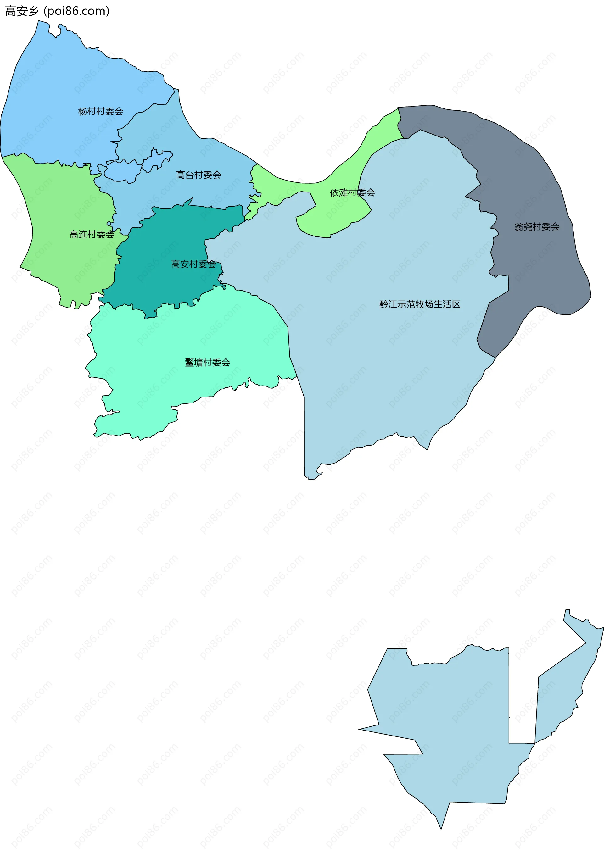 高安乡边界地图(五级行政区划)