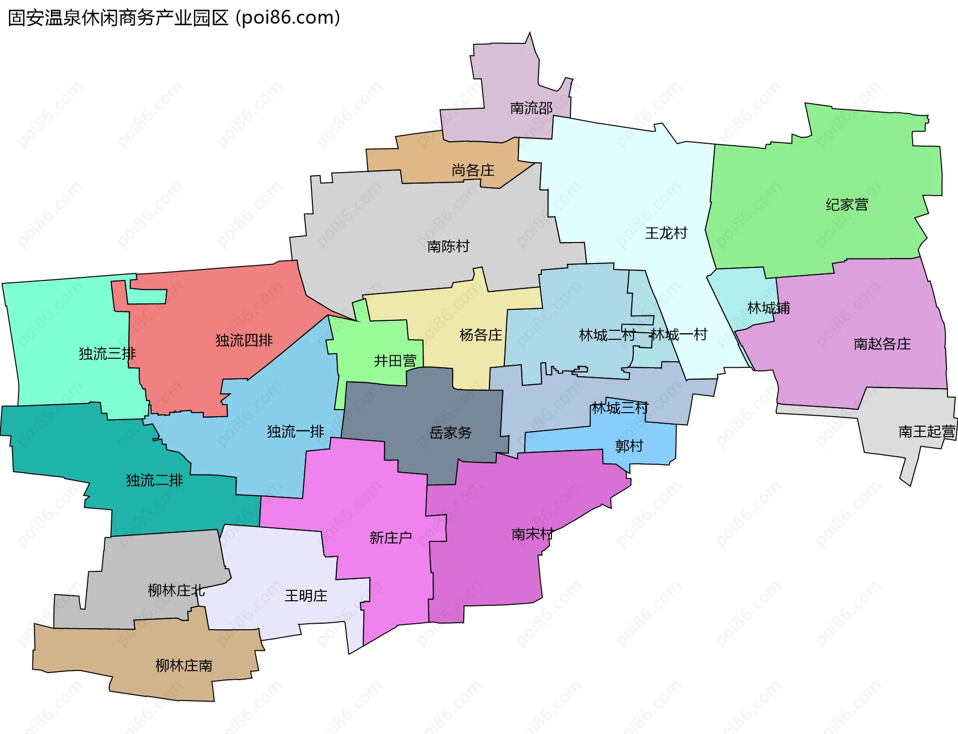 固安温泉休闲商务产业园区边界地图(五级行政区划)