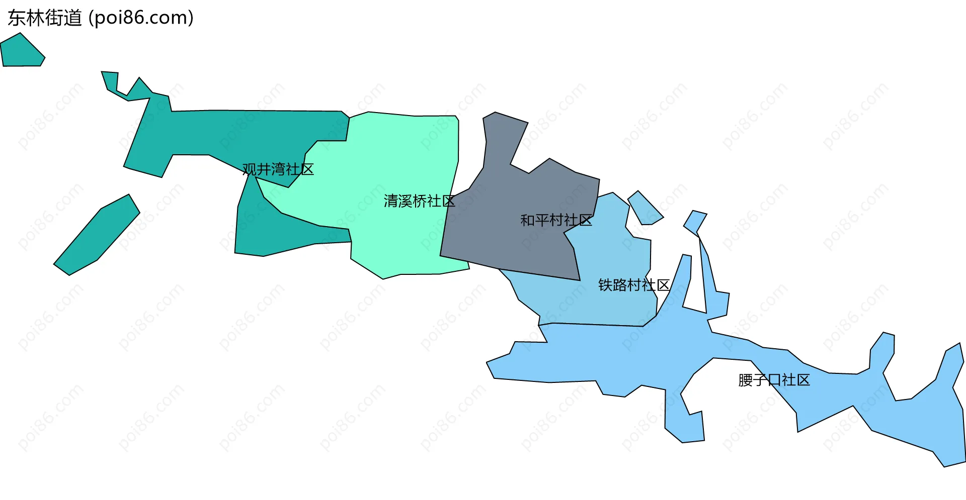东林街道边界地图(五级行政区划)