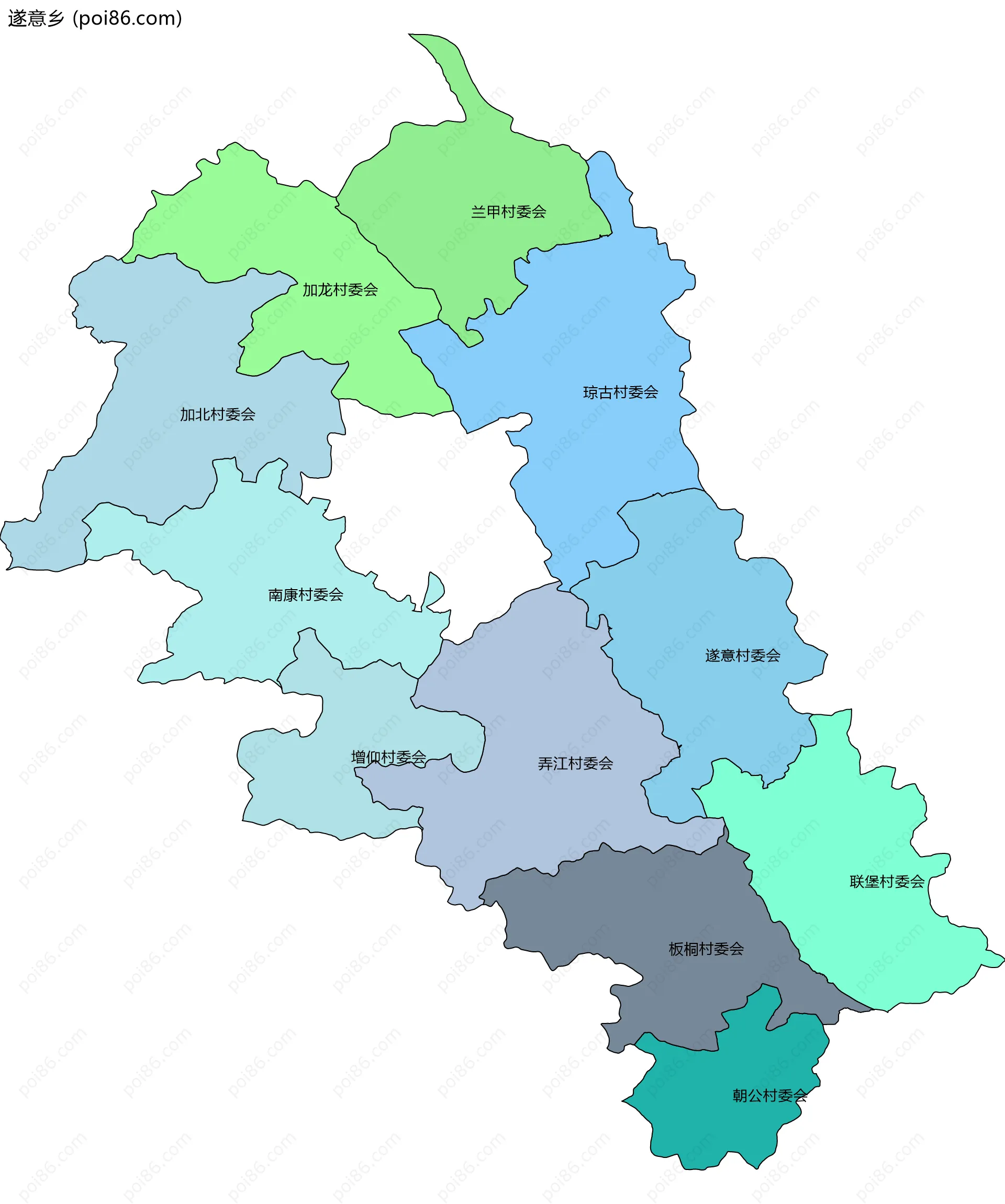 遂意乡边界地图(五级行政区划)