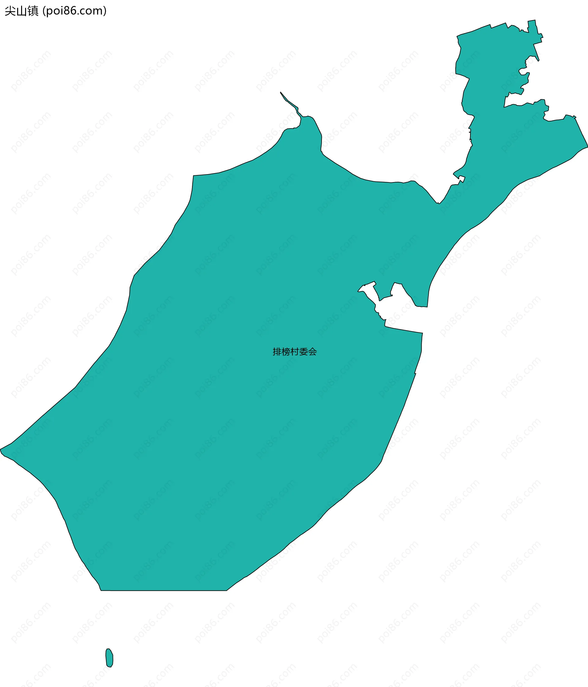 尖山镇边界地图(五级行政区划)
