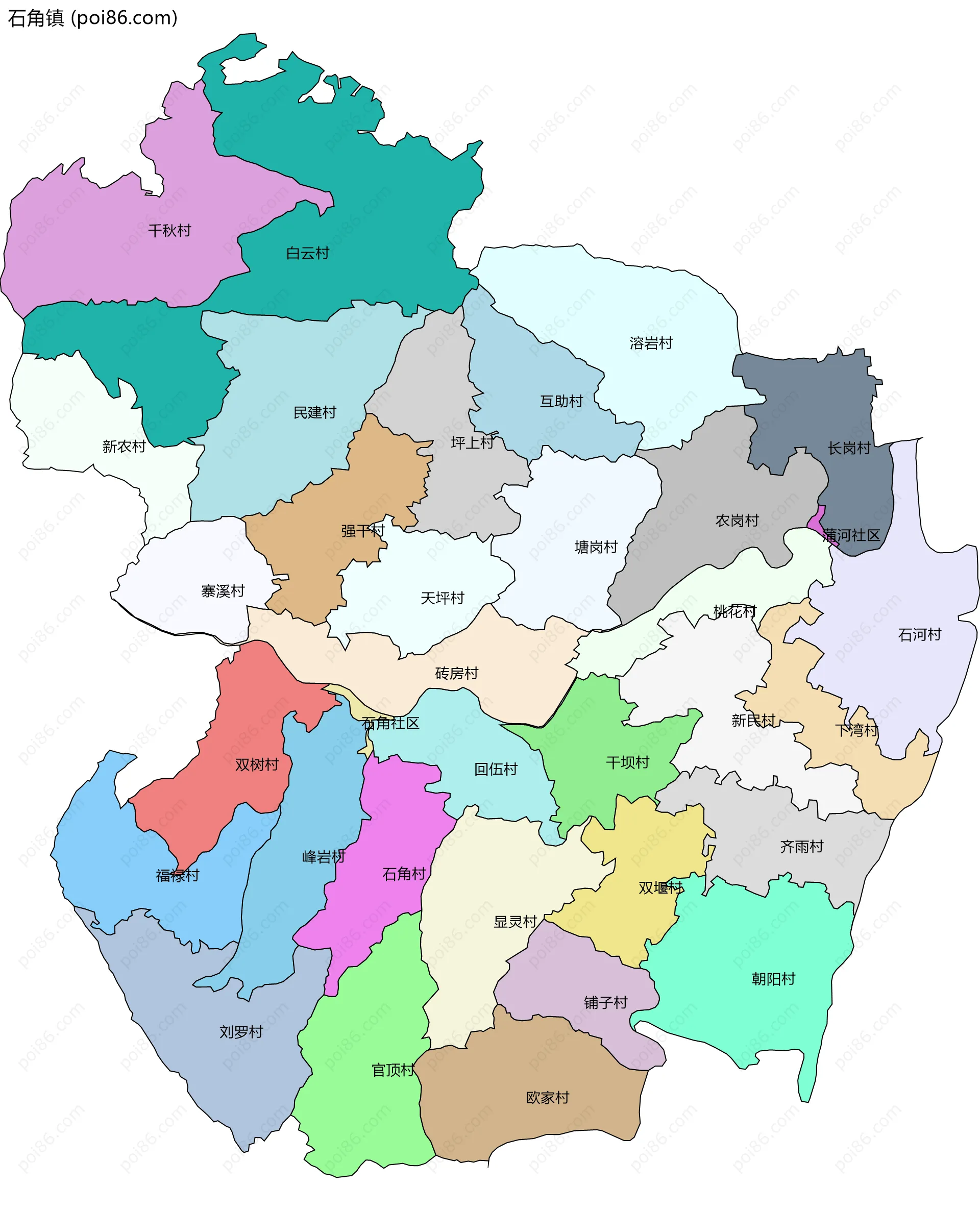 石角镇边界地图(五级行政区划)