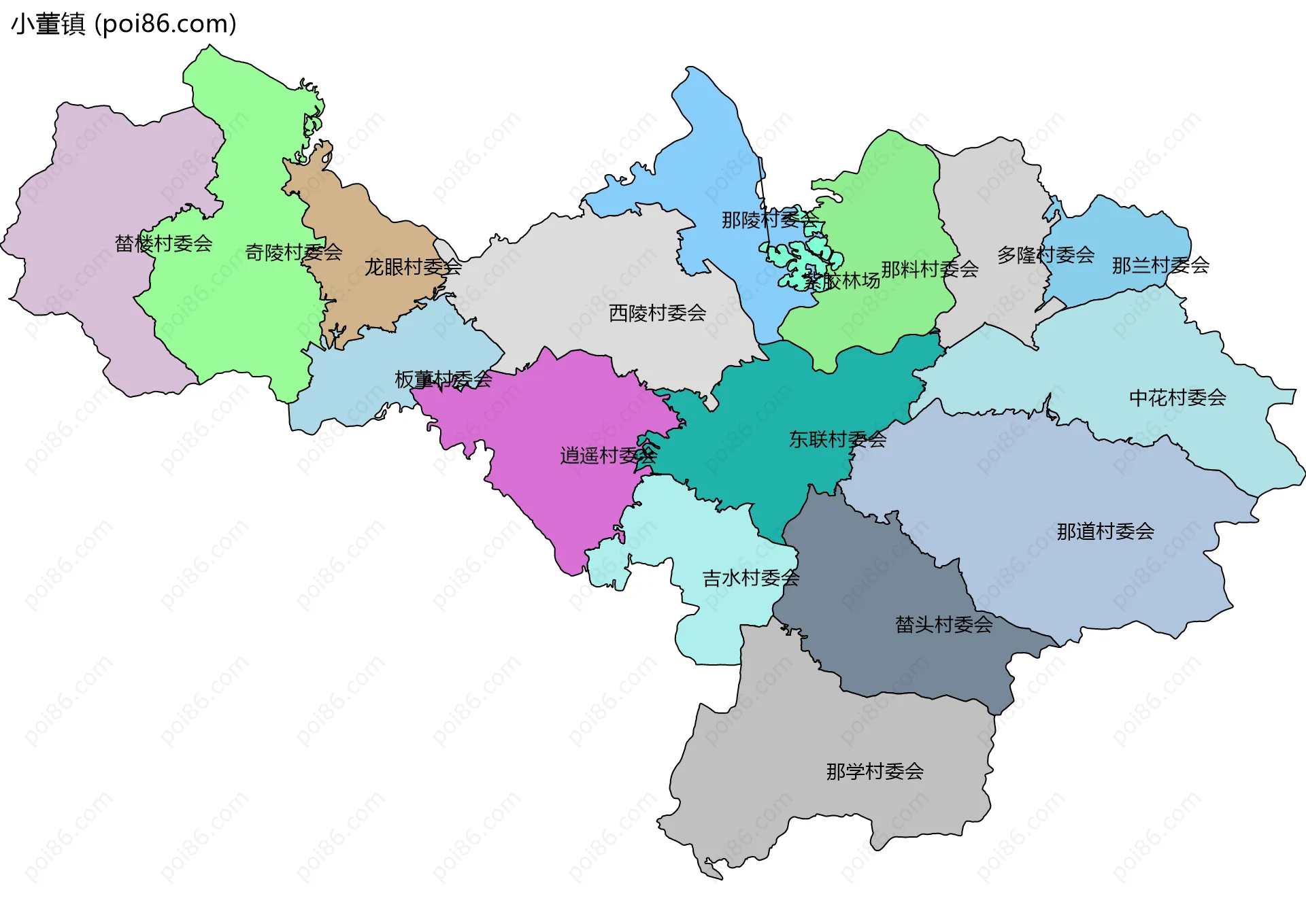小董镇边界地图(五级行政区划)