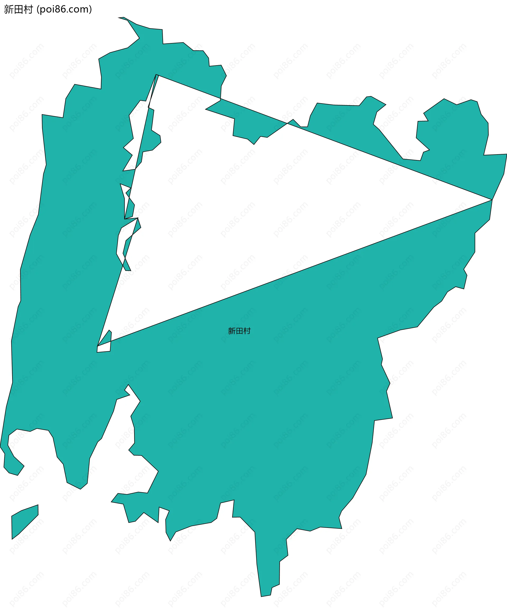 新田村边界地图