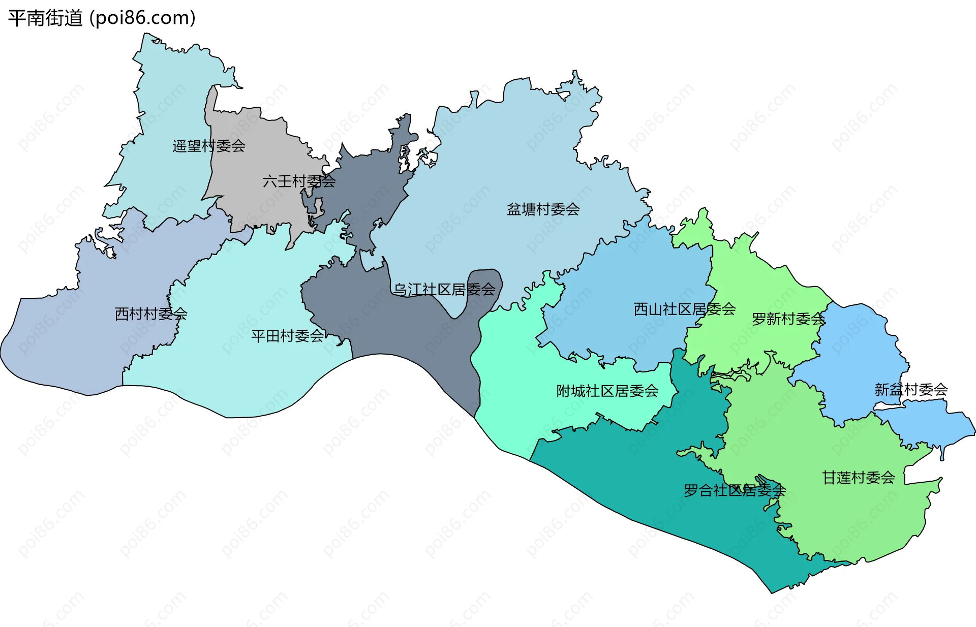 平南街道边界地图(五级行政区划)