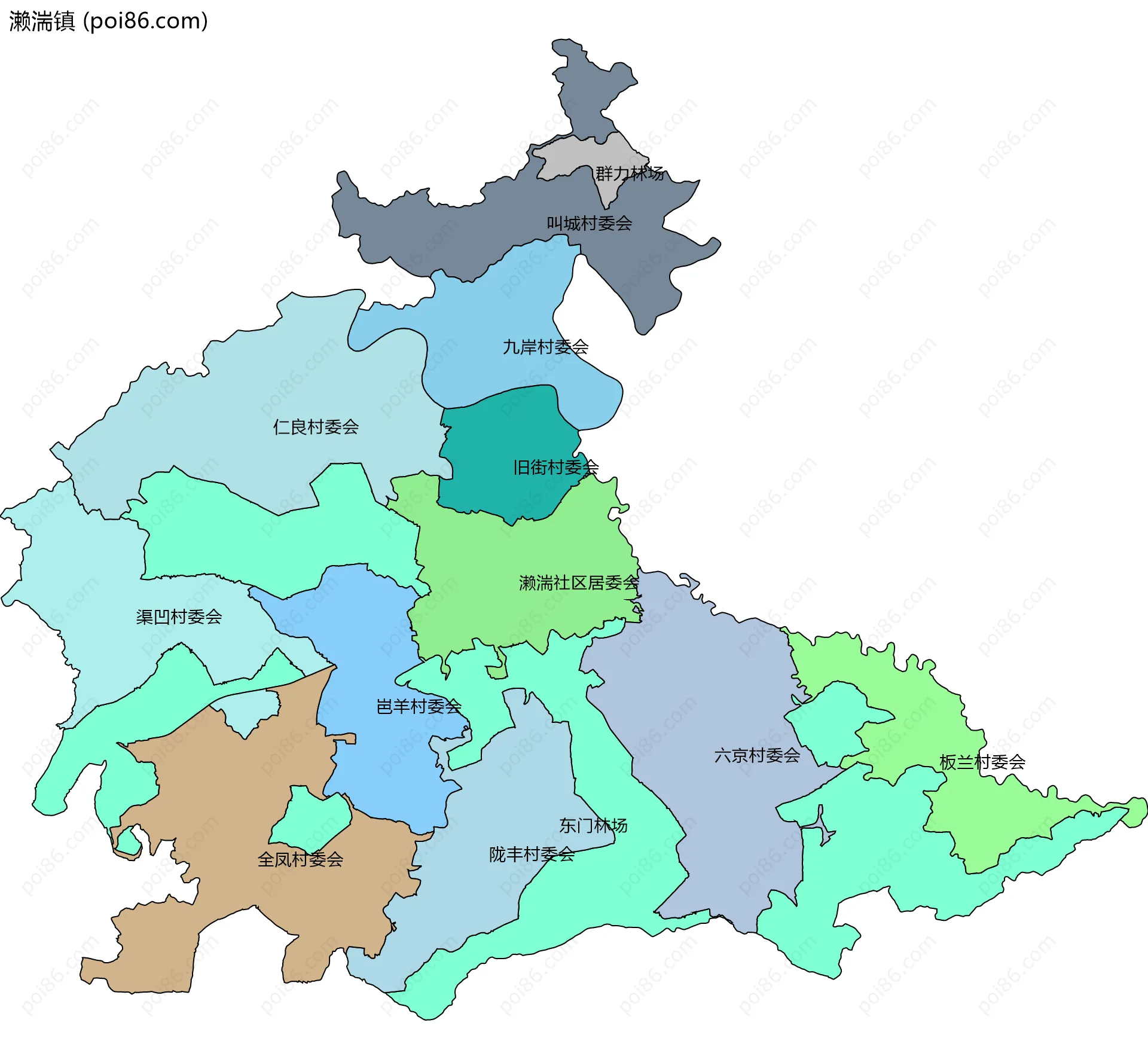 濑湍镇边界地图(五级行政区划)