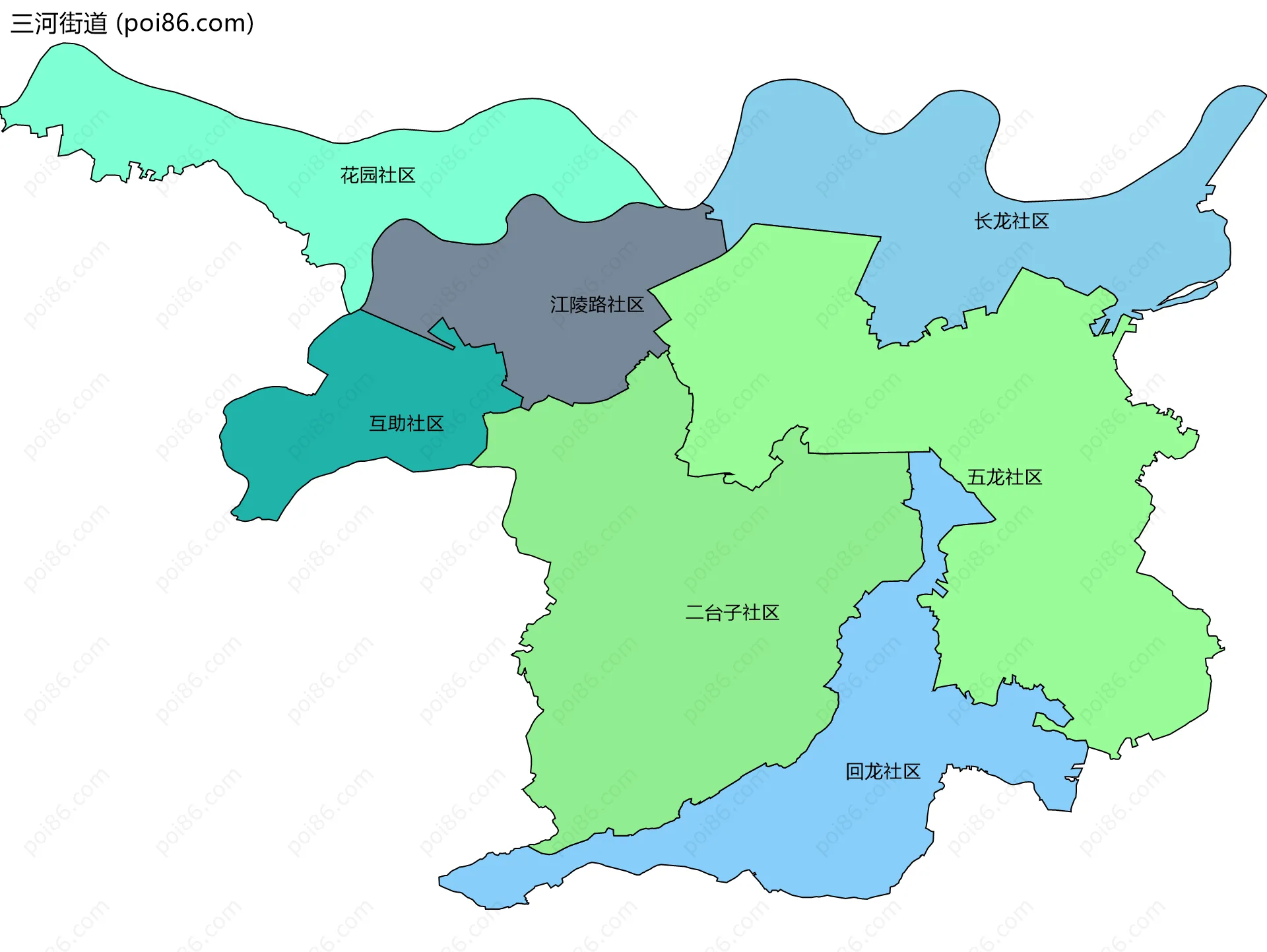 三河街道边界地图(五级行政区划)