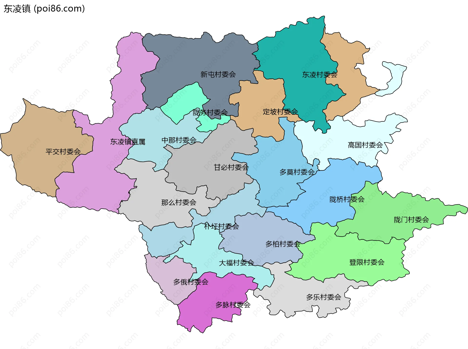 东凌镇边界地图(五级行政区划)