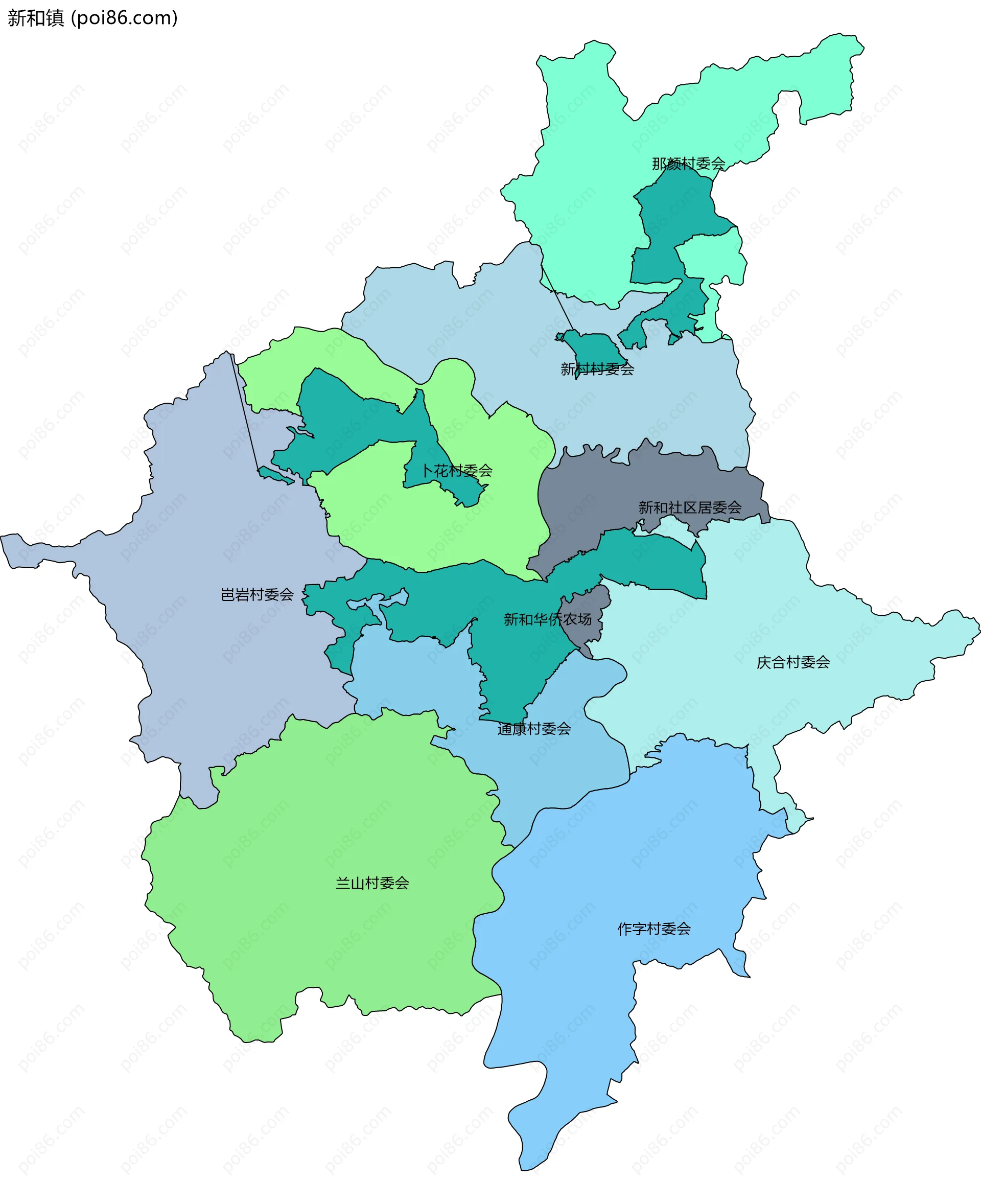 新和镇边界地图(五级行政区划)