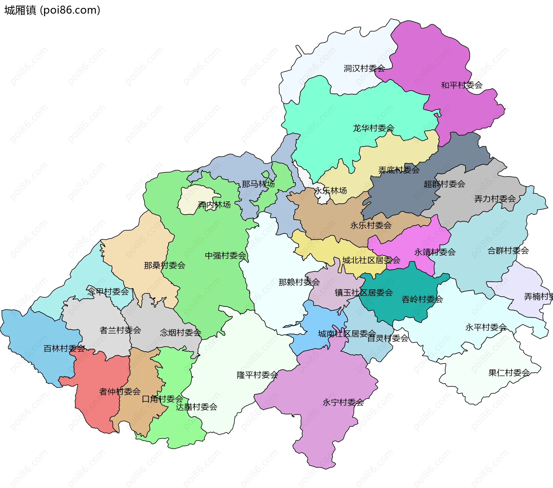 城厢镇边界地图(五级行政区划)