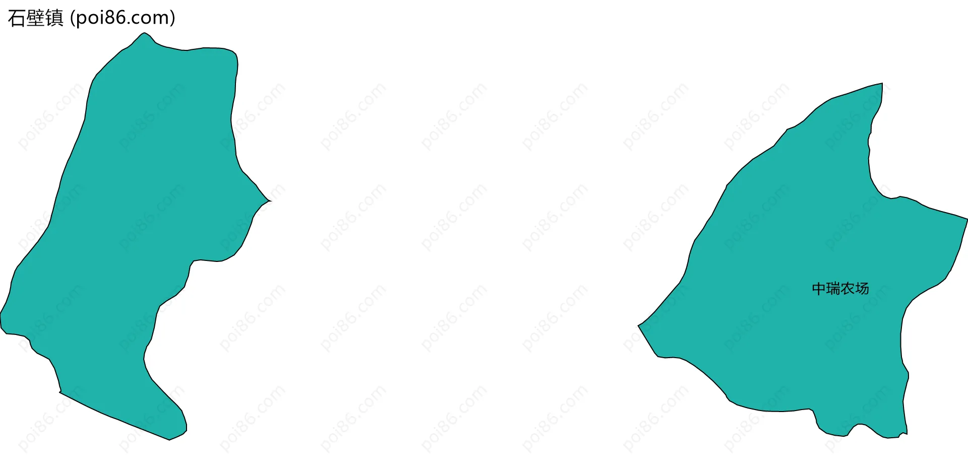 石壁镇边界地图(五级行政区划)