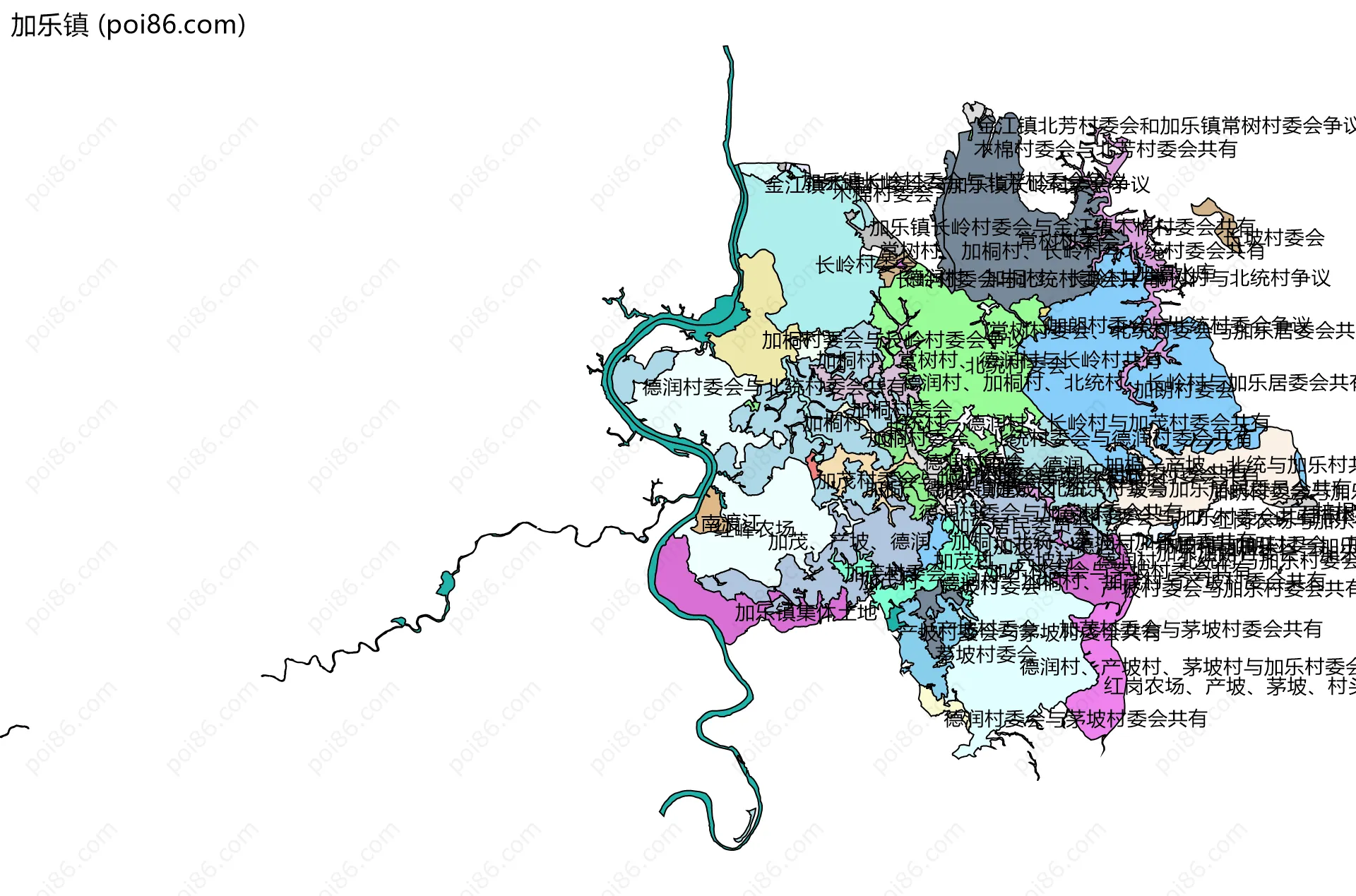 加乐镇边界地图(五级行政区划)
