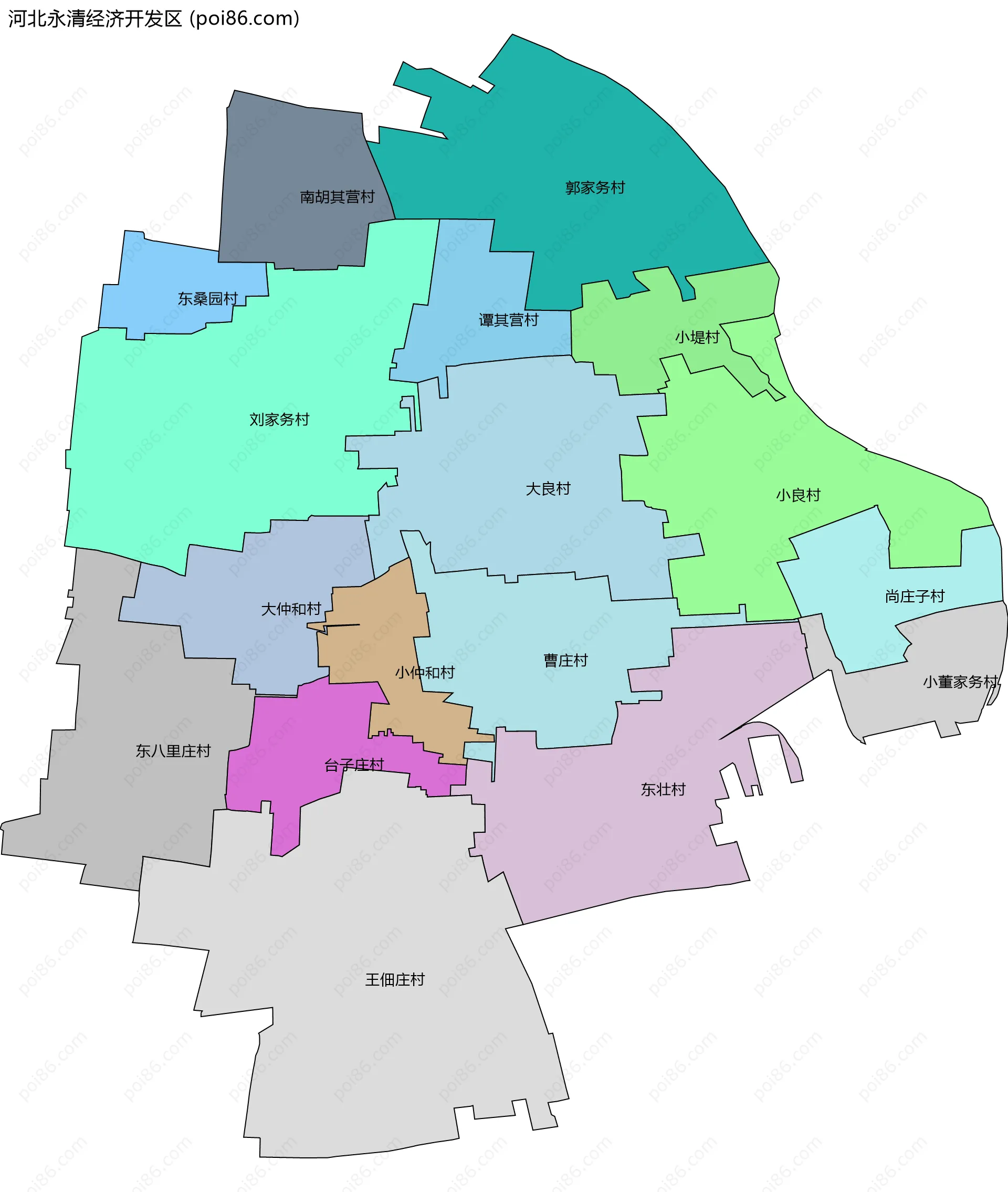 河北永清经济开发区边界地图(五级行政区划)