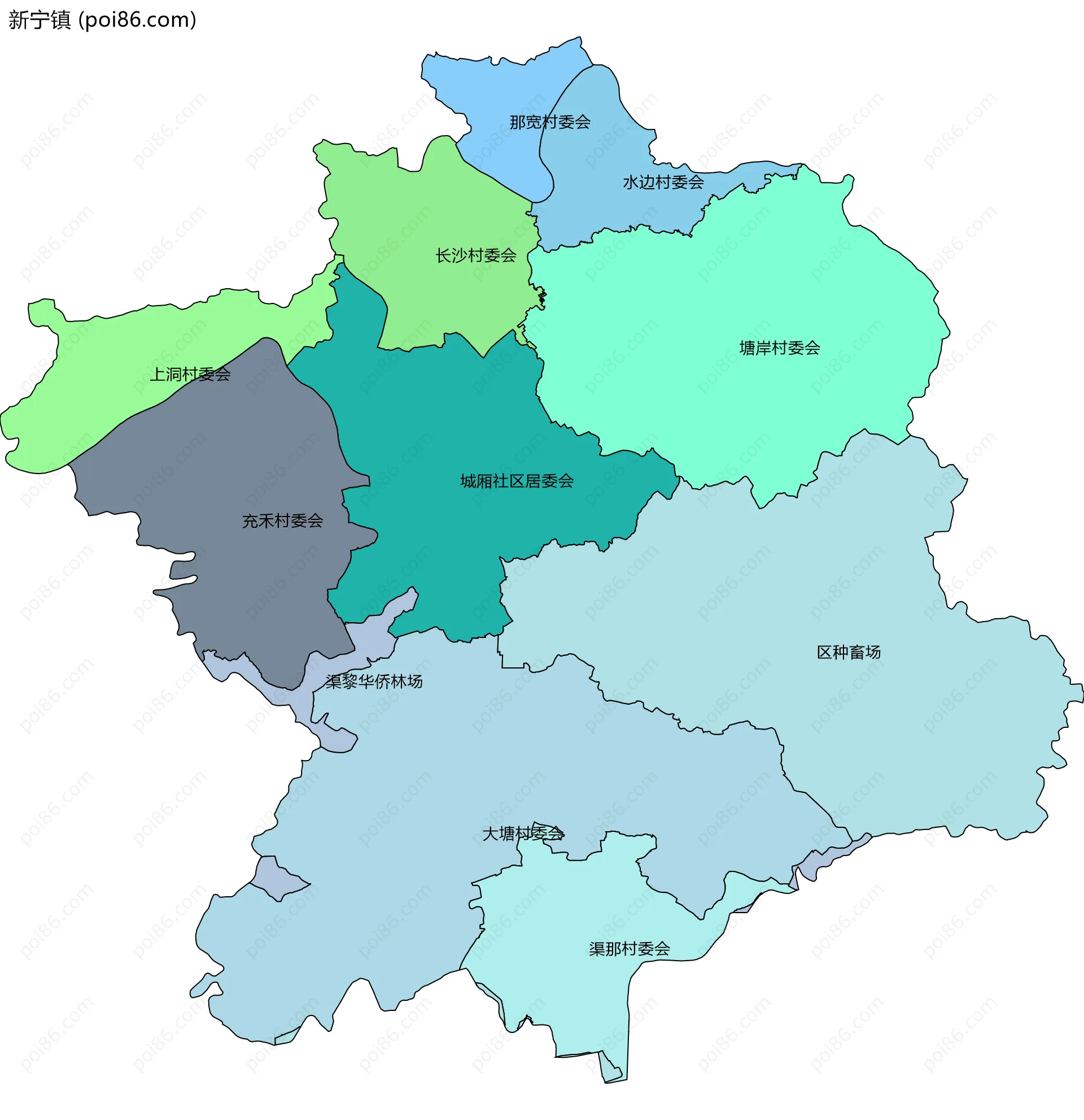 新宁镇边界地图(五级行政区划)