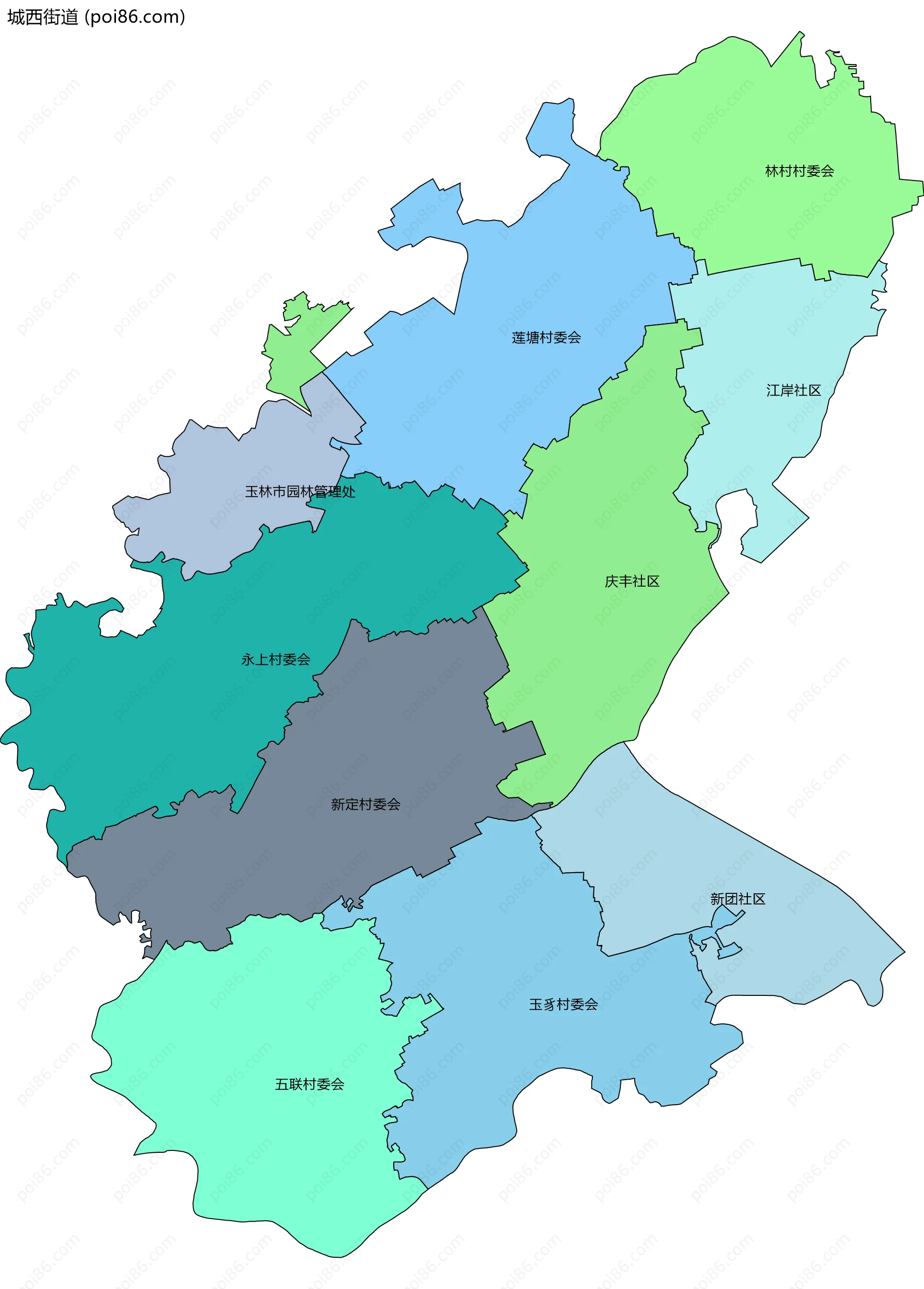 城西街道边界地图(五级行政区划)