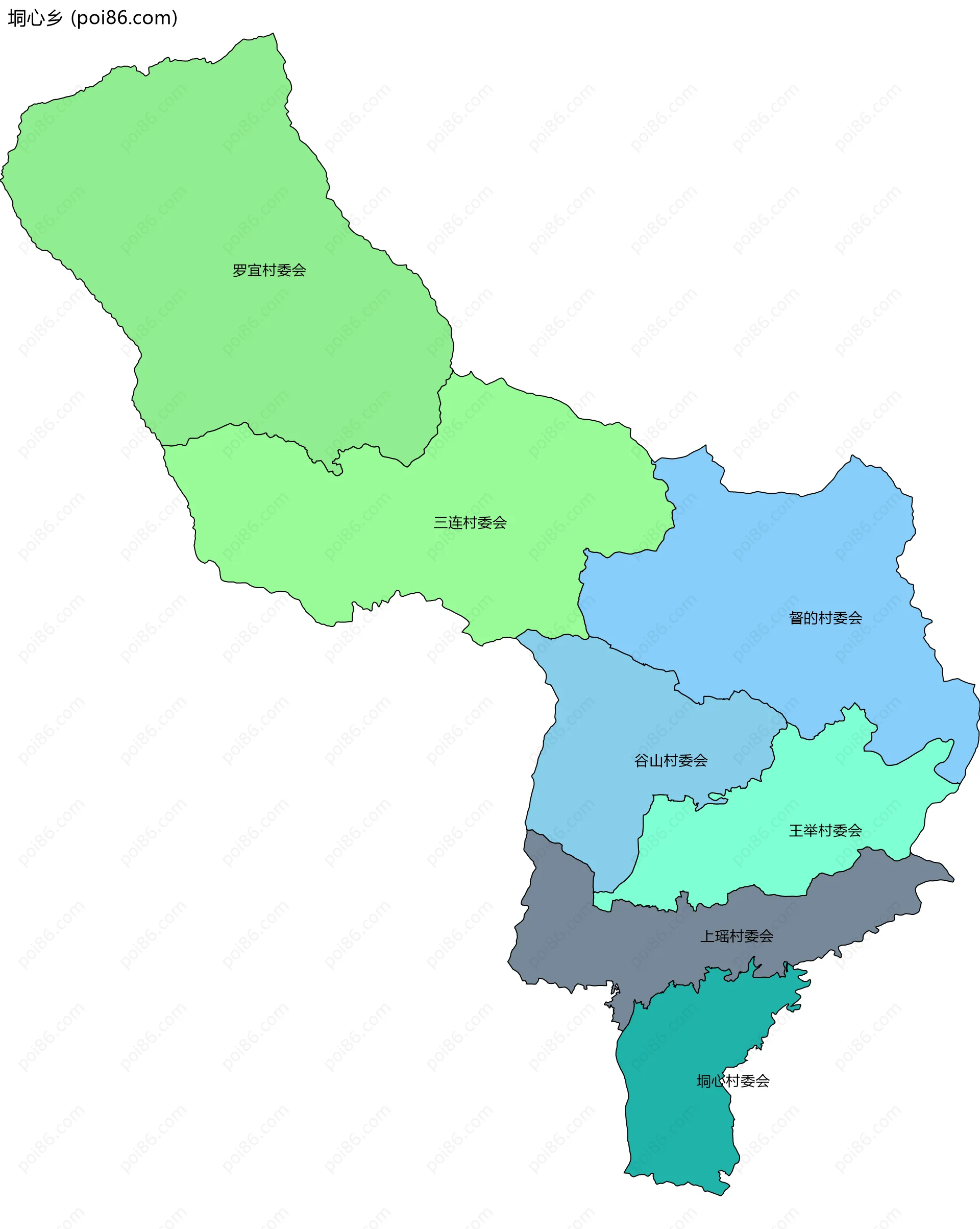 垌心乡边界地图(五级行政区划)