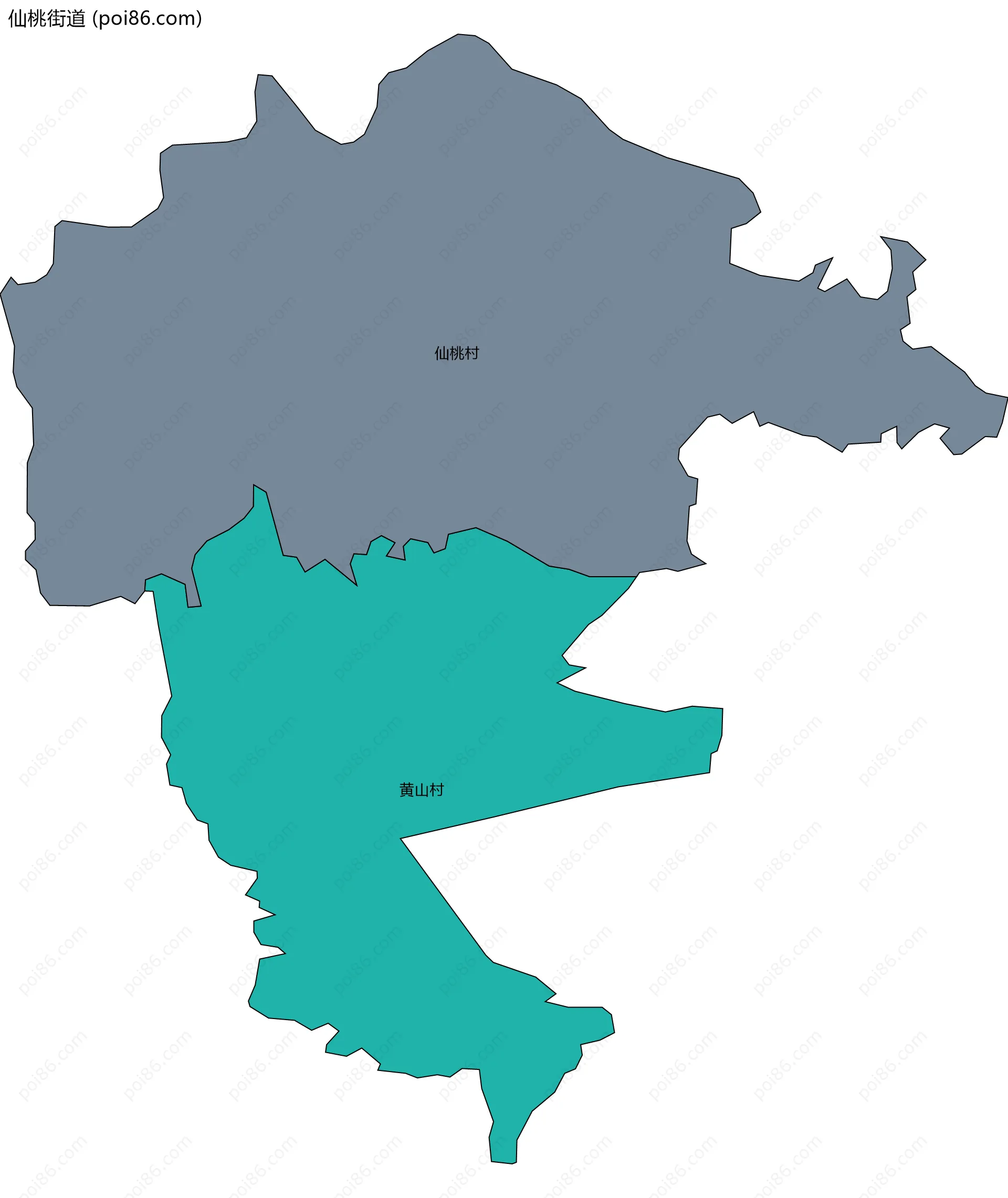仙桃街道边界地图(五级行政区划)