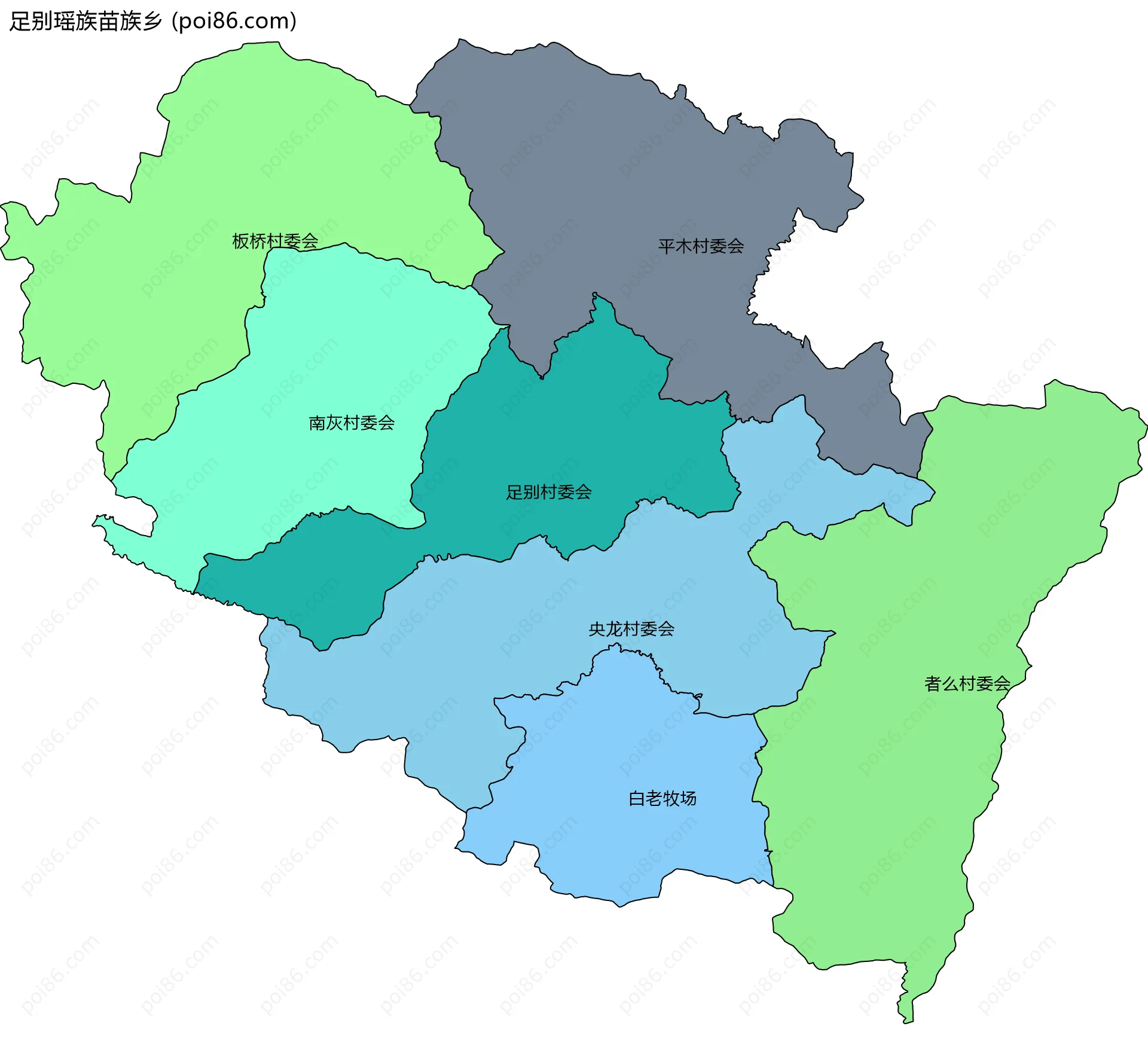 足别瑶族苗族乡边界地图(五级行政区划)