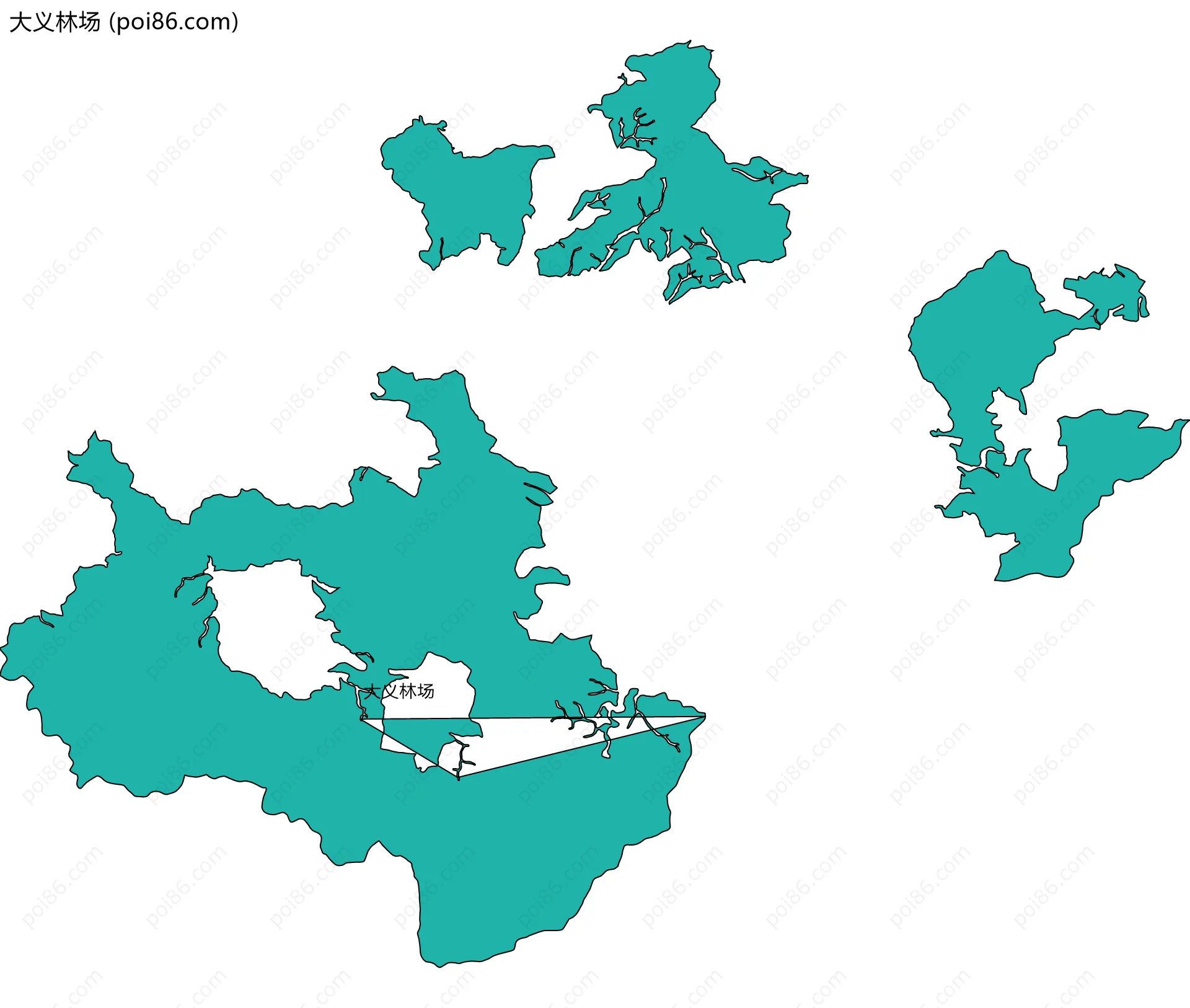 大义林场边界地图(五级行政区划)