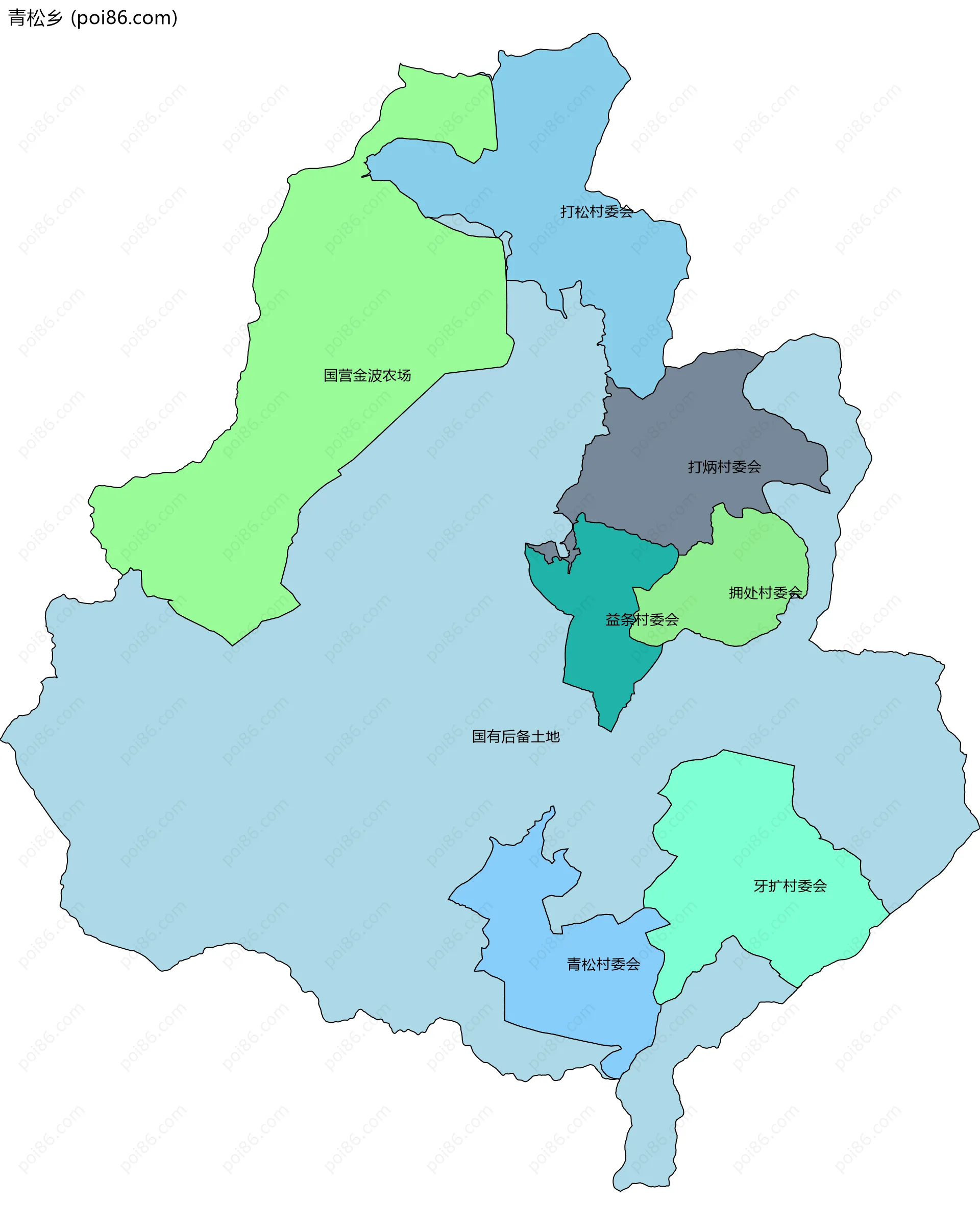 青松乡边界地图(五级行政区划)