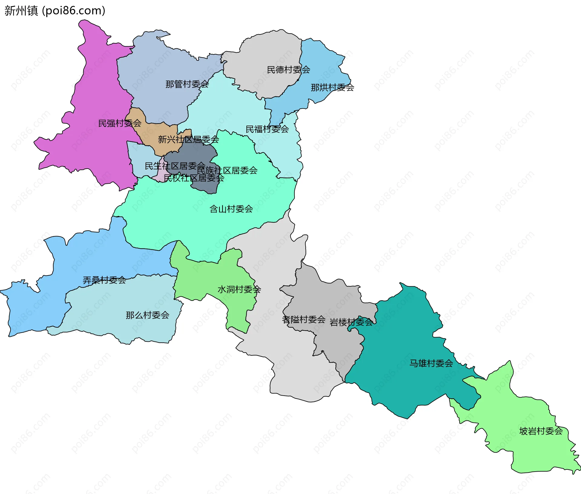 新州镇边界地图(五级行政区划)