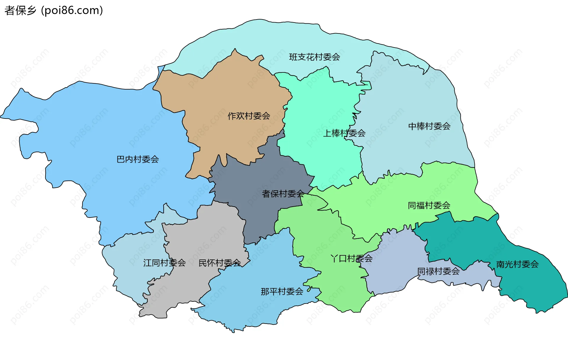 者保乡边界地图(五级行政区划)