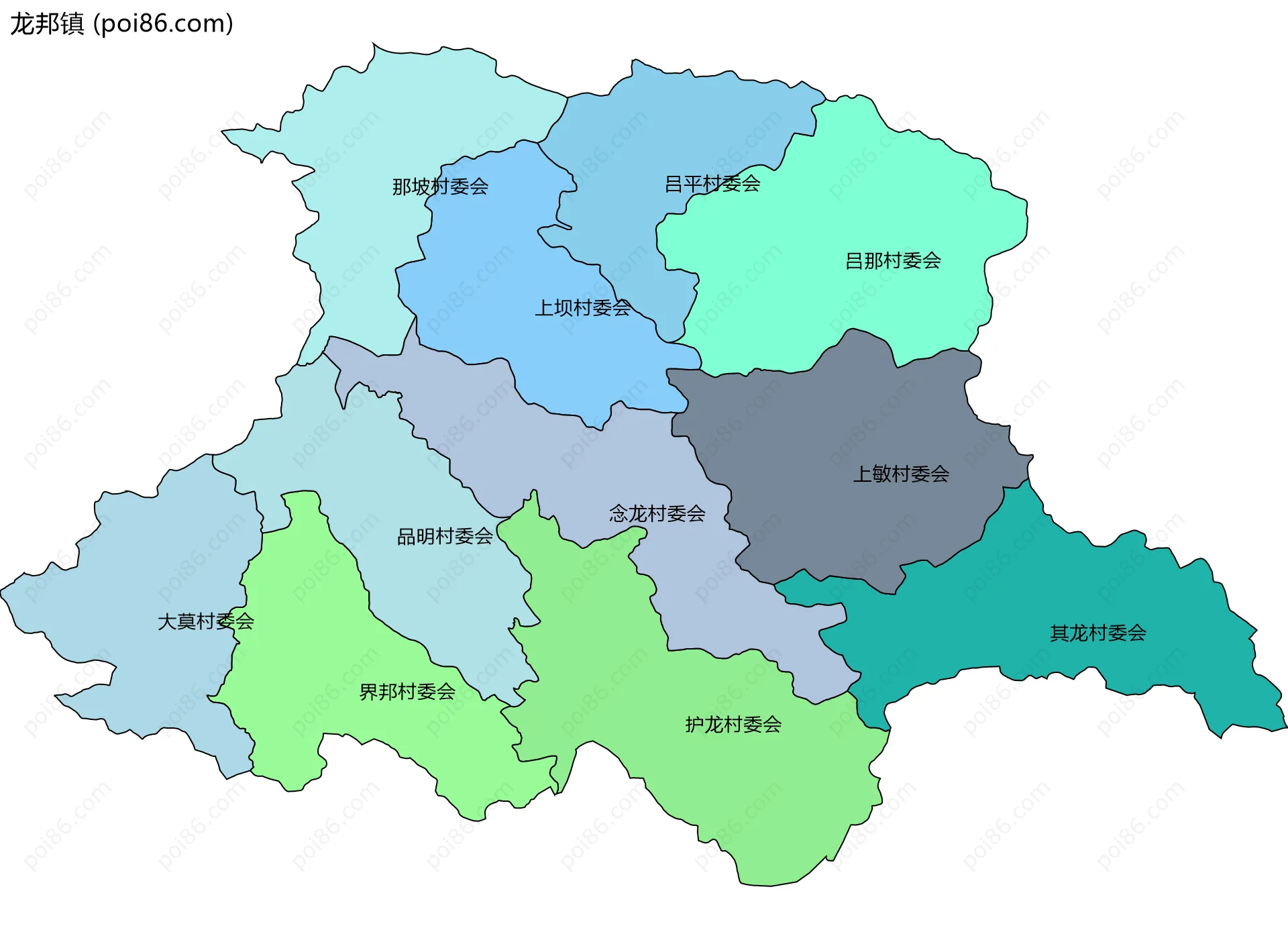 龙邦镇边界地图(五级行政区划)