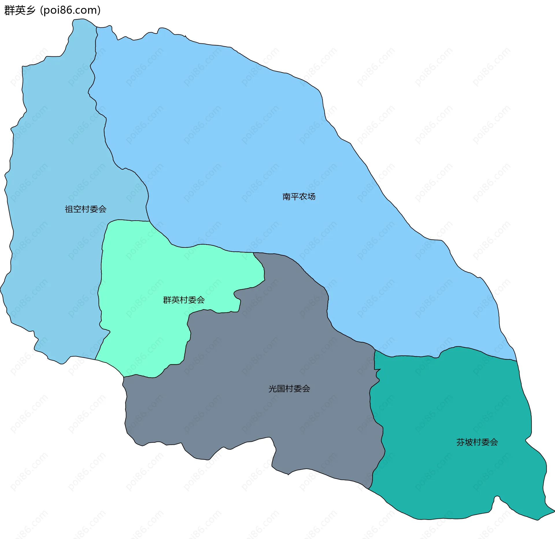 群英乡边界地图(五级行政区划)