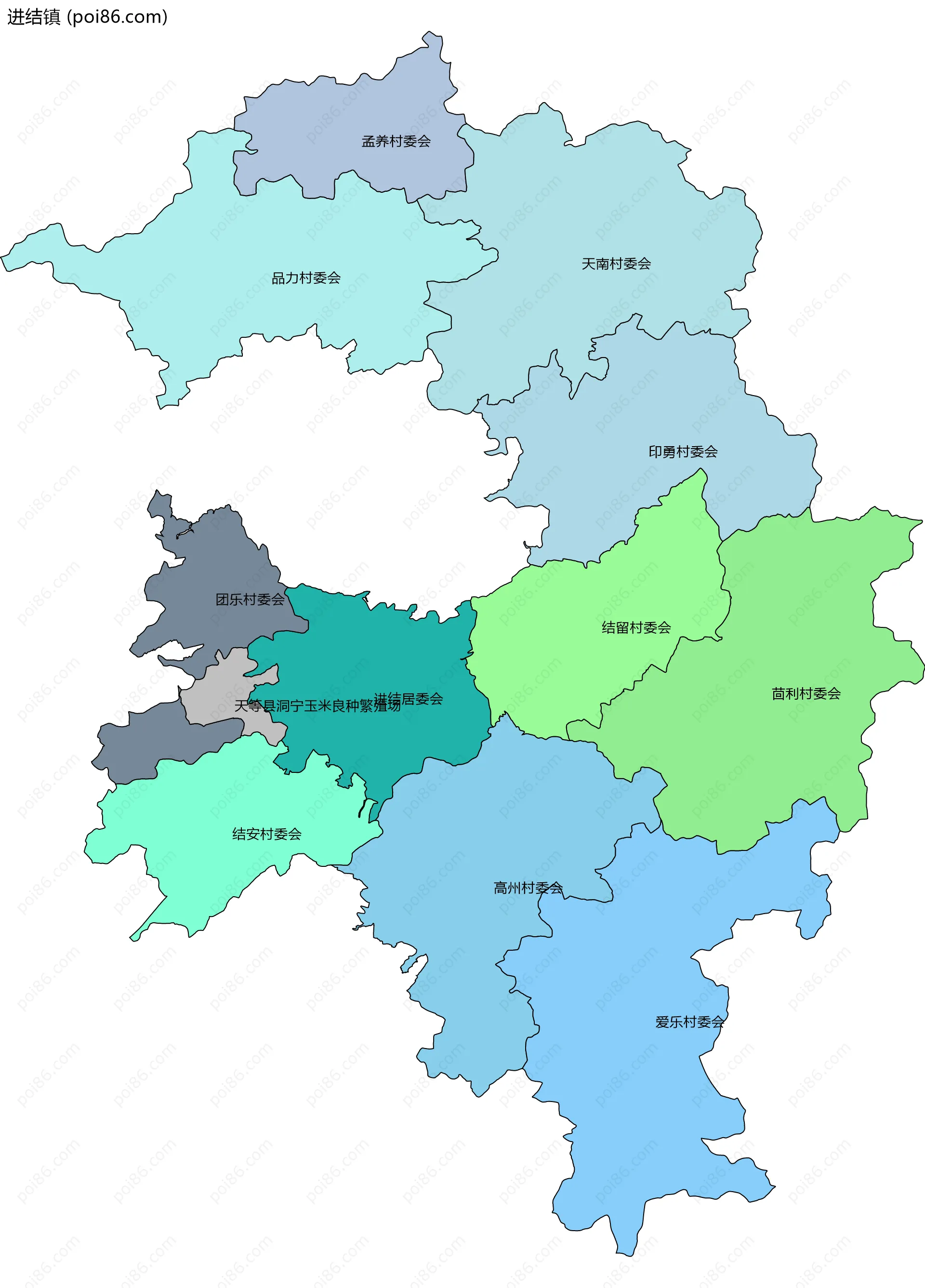 进结镇边界地图(五级行政区划)