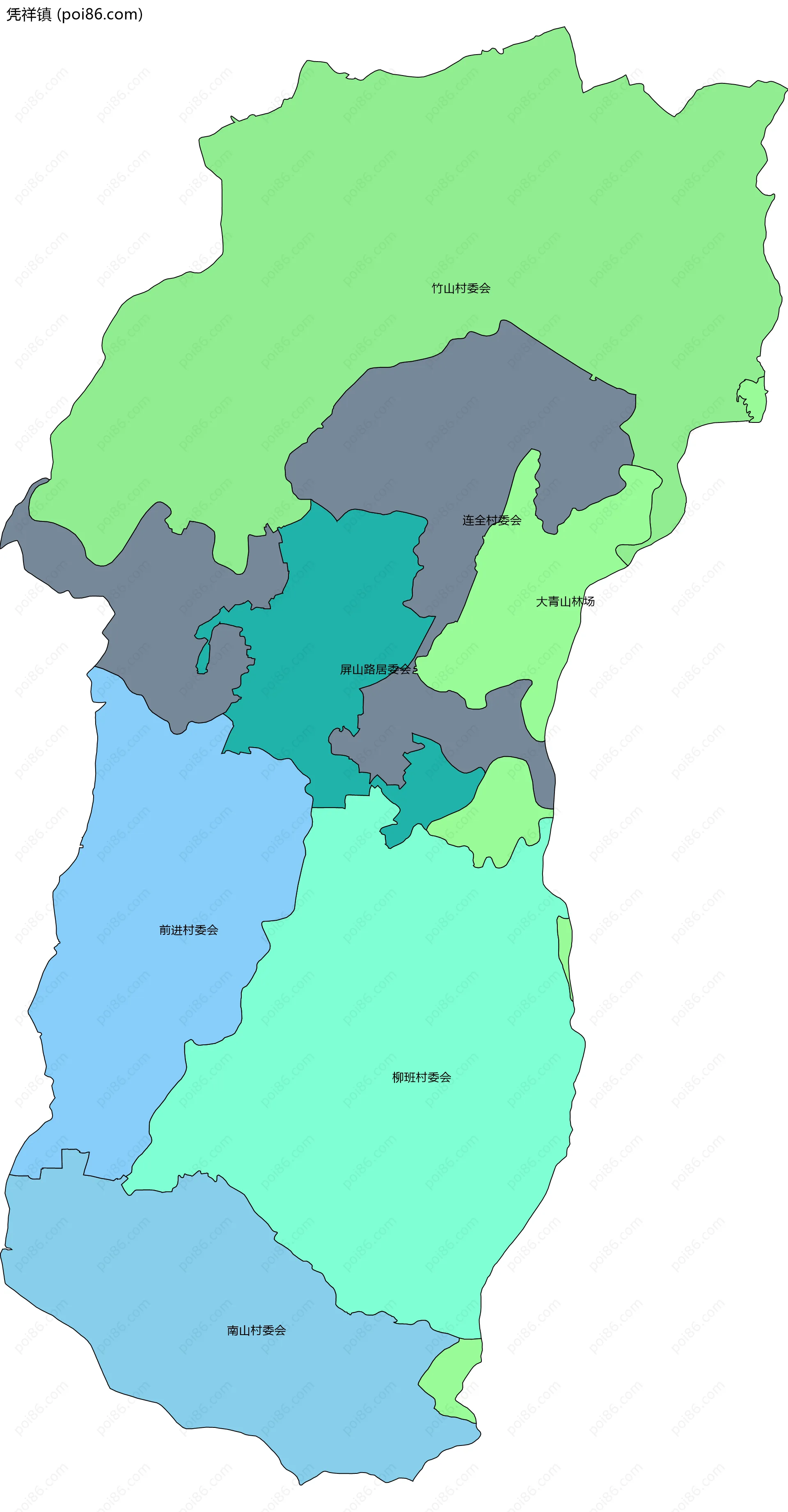 凭祥镇边界地图(五级行政区划)