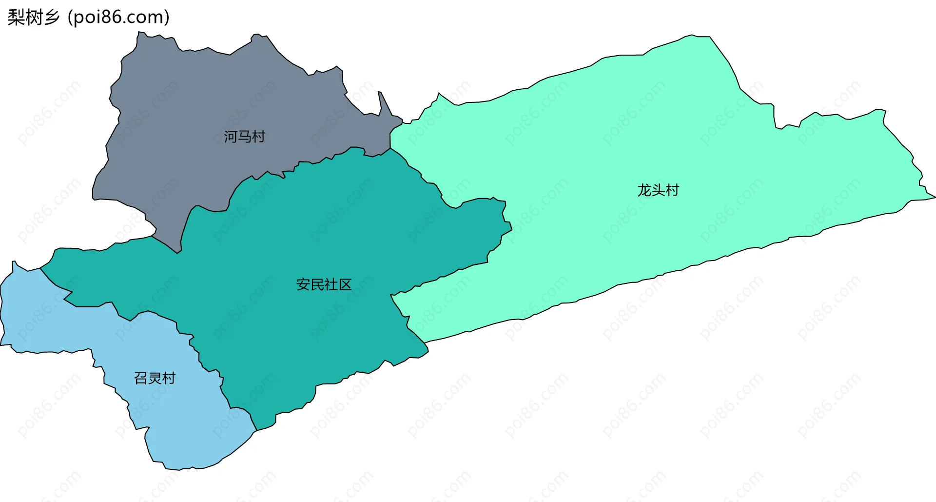 梨树乡边界地图(五级行政区划)