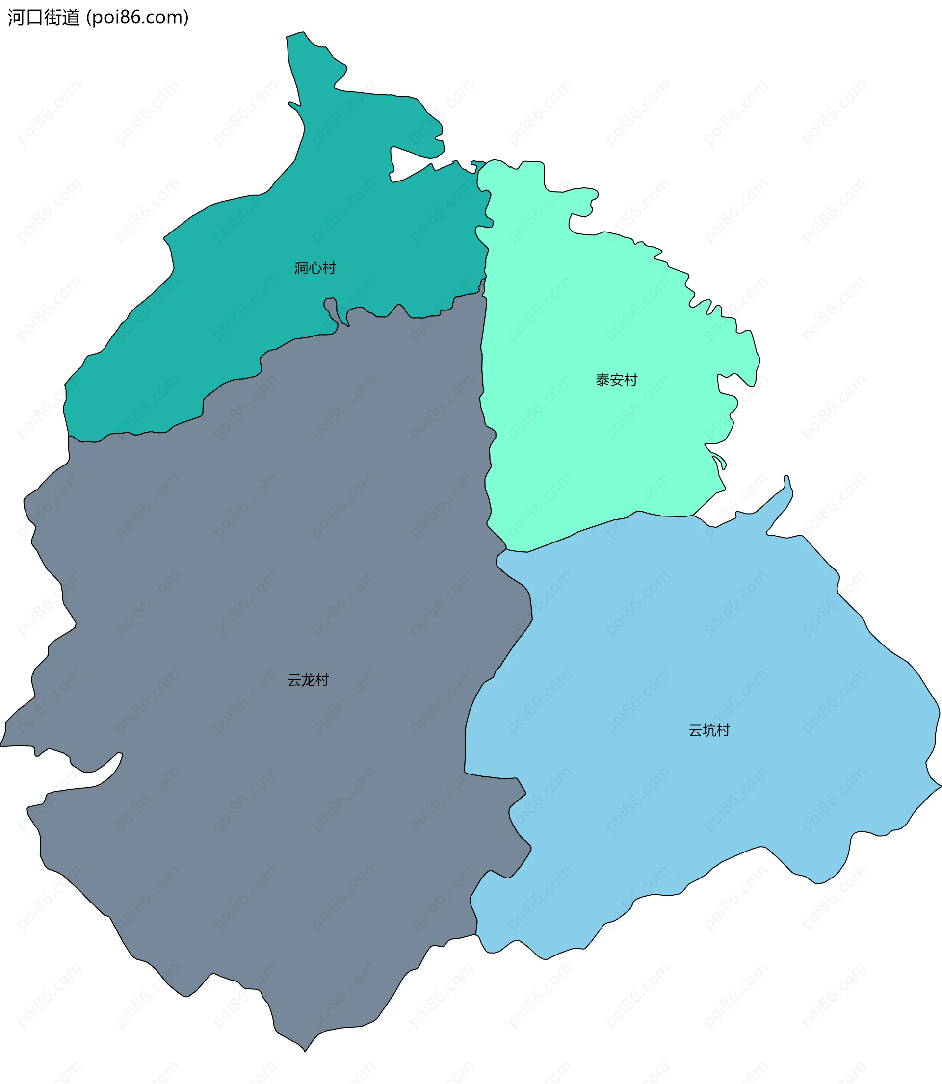 河口街道边界地图(五级行政区划)