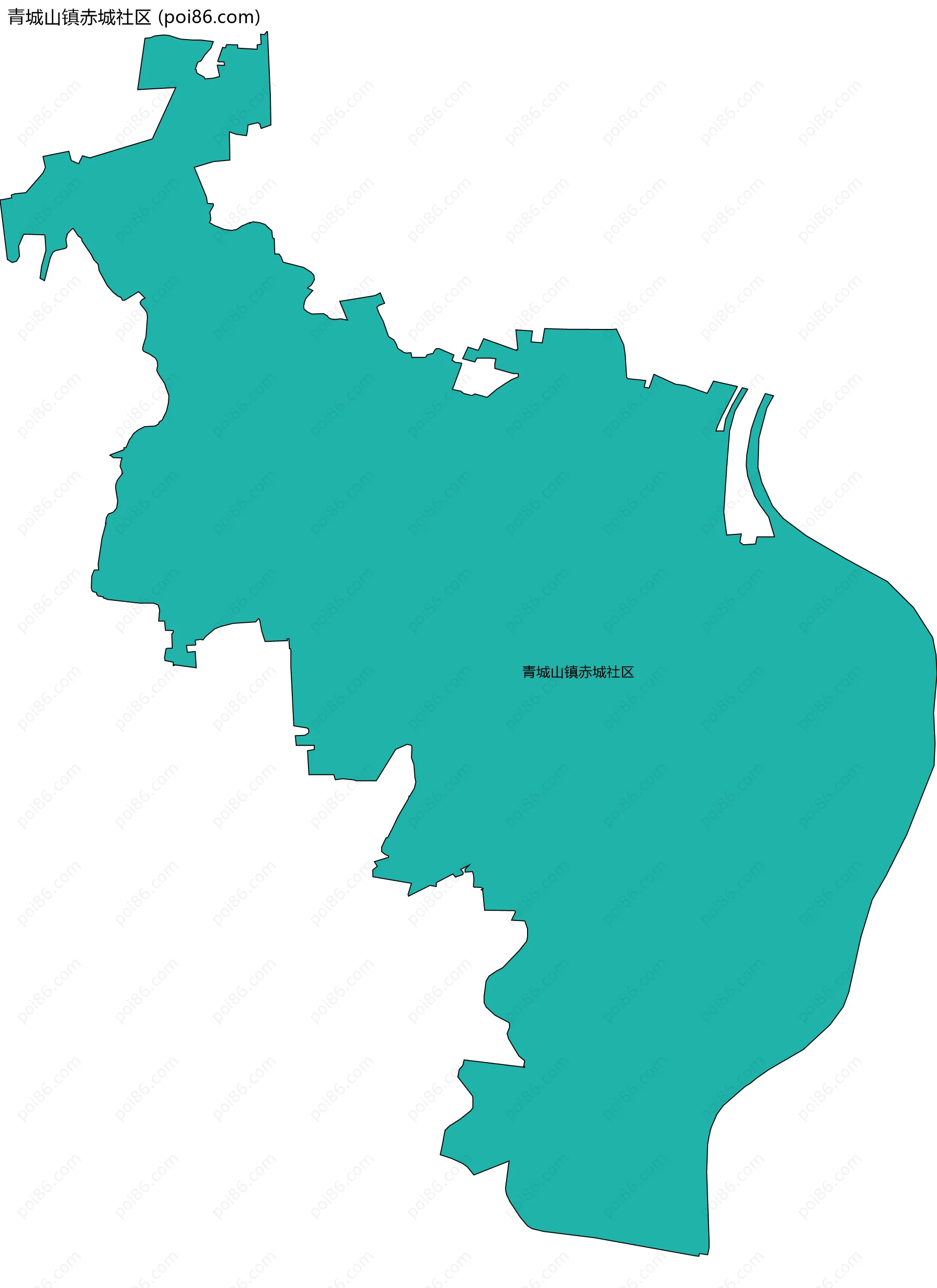 青城山镇赤城社区边界地图