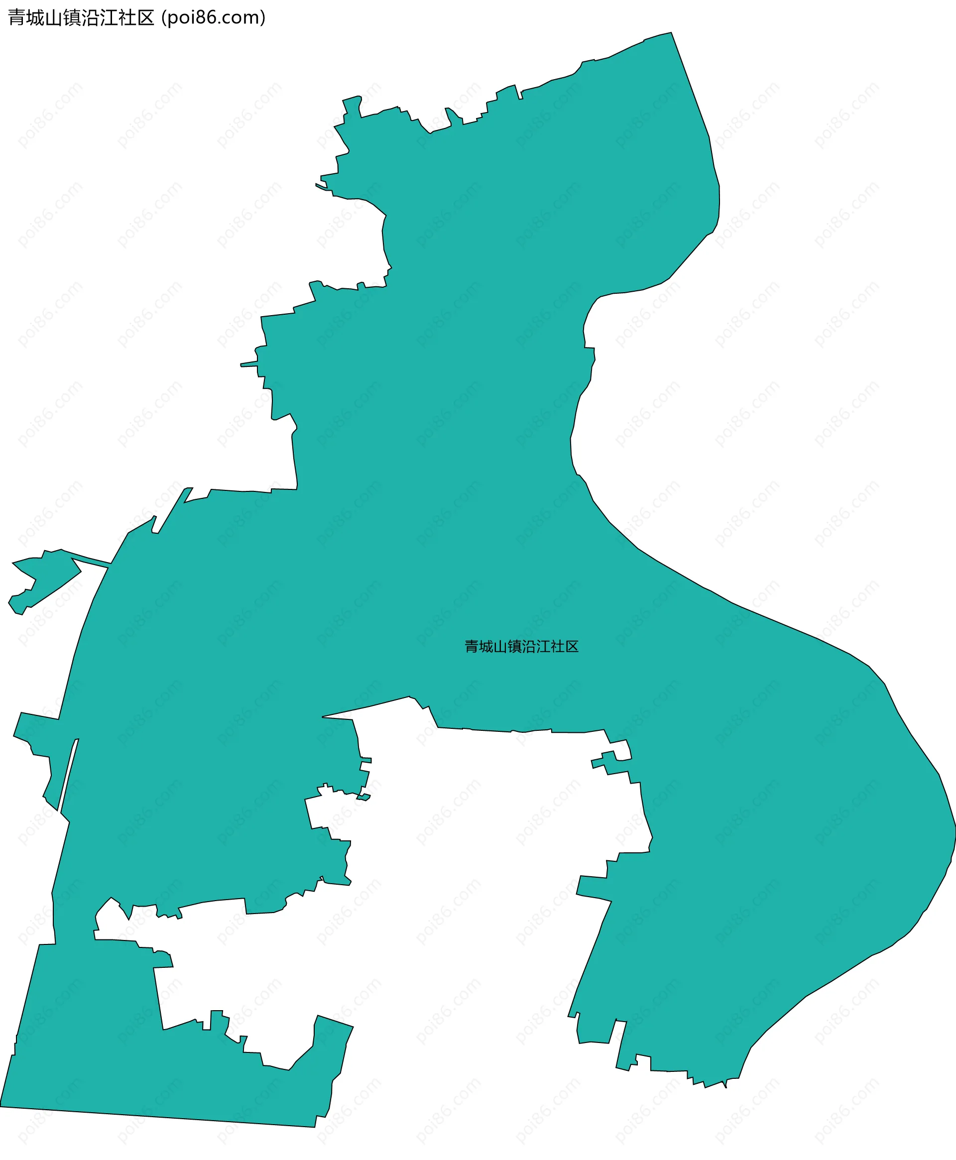 青城山镇沿江社区边界地图