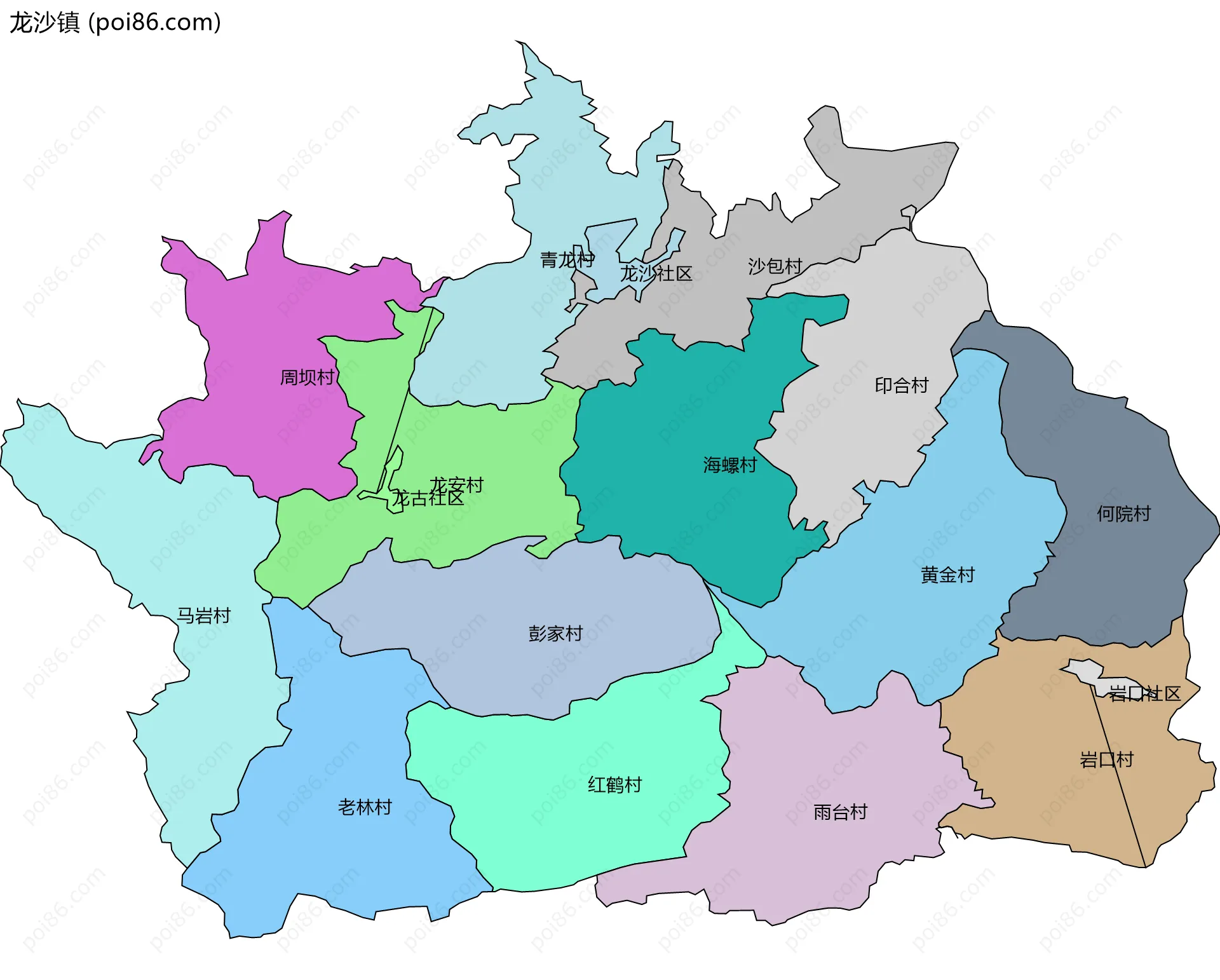 龙沙镇边界地图(五级行政区划)